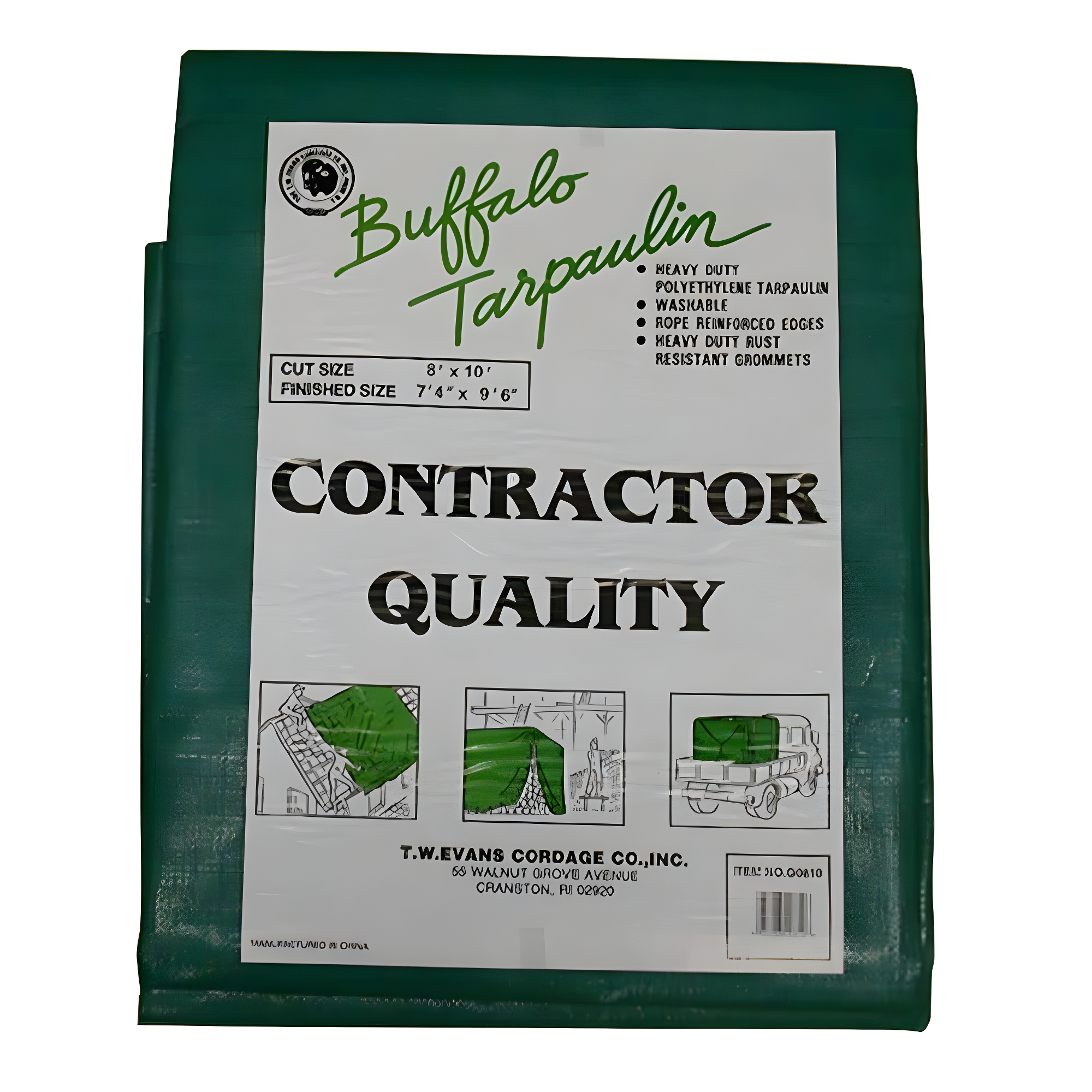 Heavy Duty 10x20 Black and Green Poly Tarp