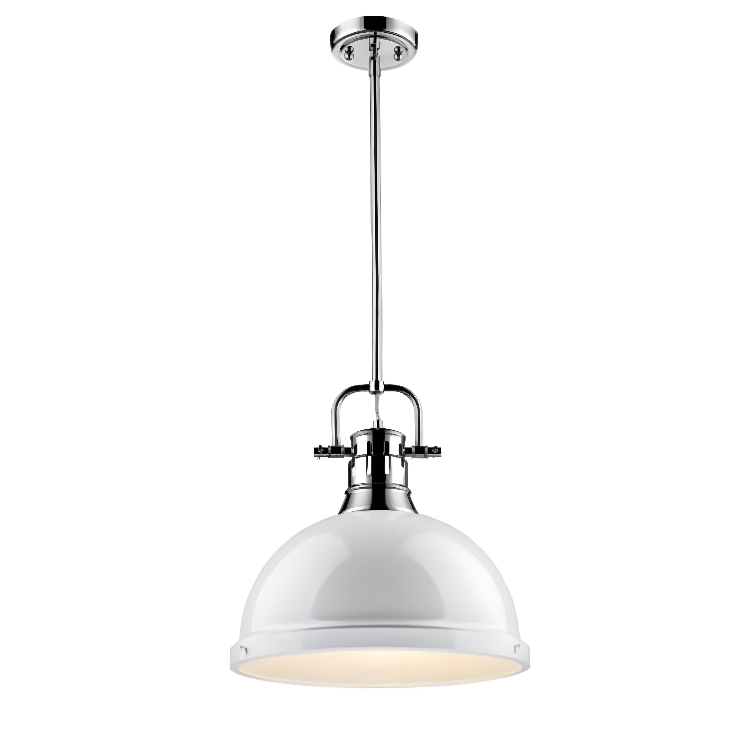 Golden Lighting Duncan 1-Light Large Pendant in Chrome with White
