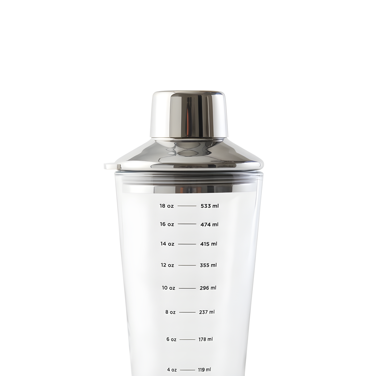Houdini 18oz Glass Cocktail Shaker: Clear, Nonslip Base, Dishwasher-Safe, 9" Height, 18oz Capacity