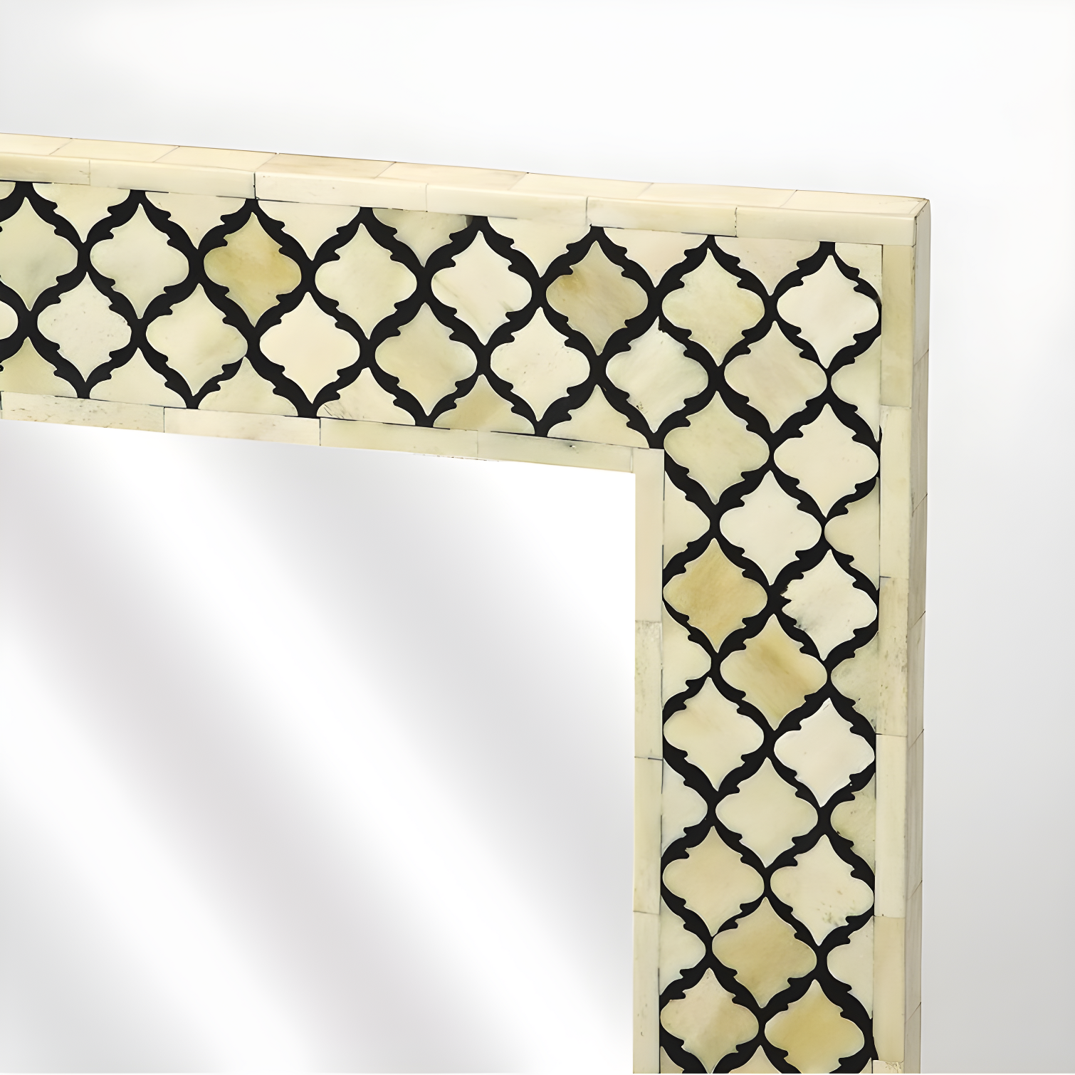Elegant Yasmin 73'' Black and White Bone Inlay Rectangular Mirror