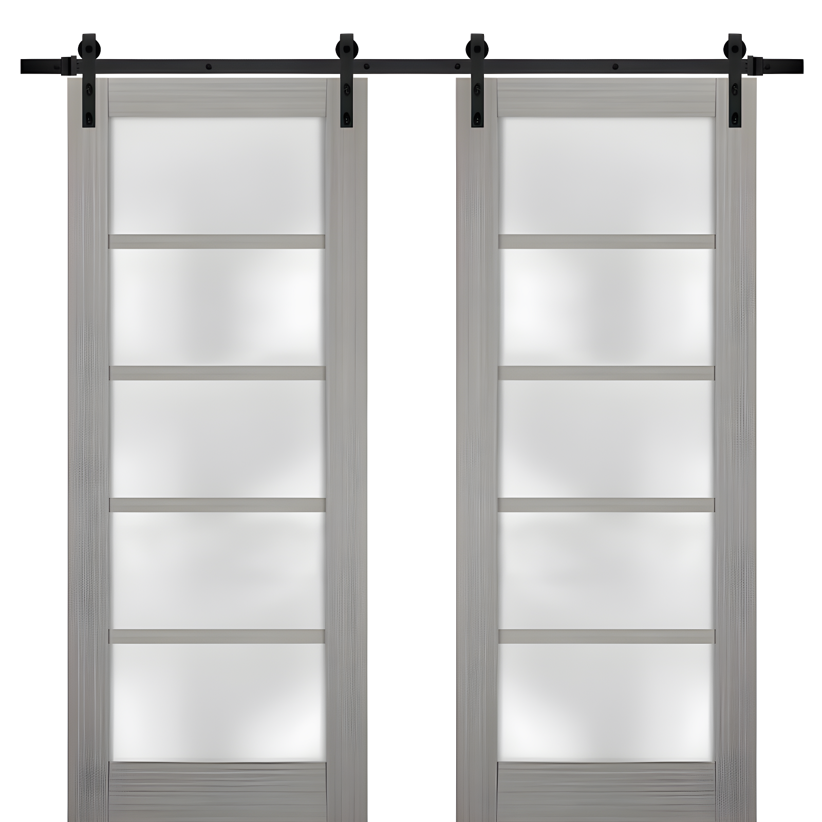 SARTODOORS Quadro Frosted Glass Barn Doors with Installation Hardware Kit