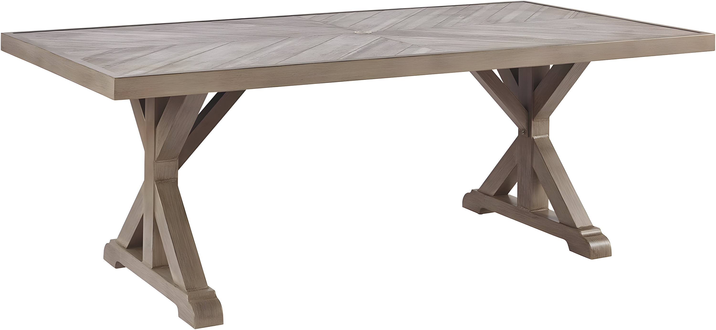 Signature Design by Ashley Beachcroft Trestle Patio Dining Table in Beige