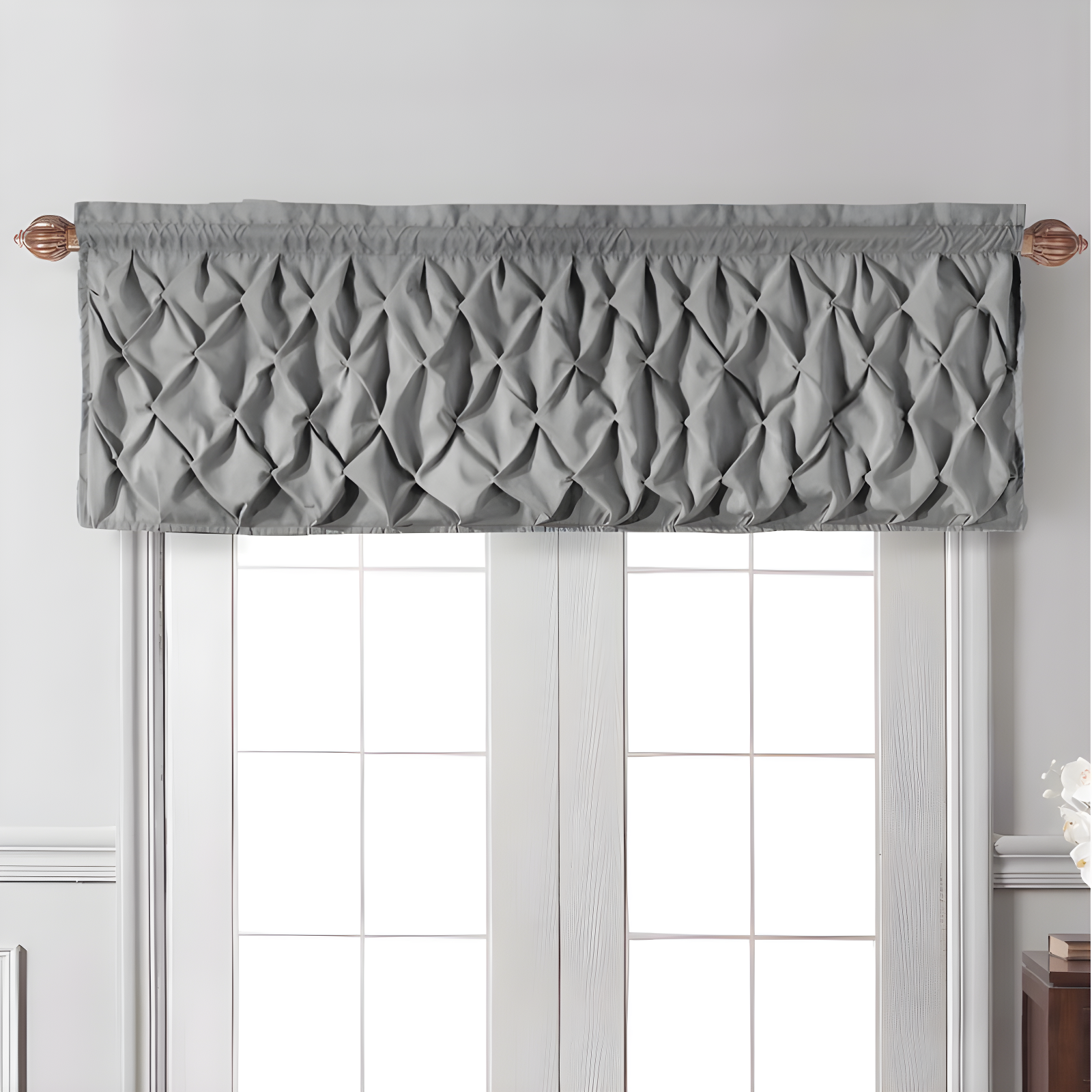Carmen Solid Pintuck Curtain Valance, 60" x 20"