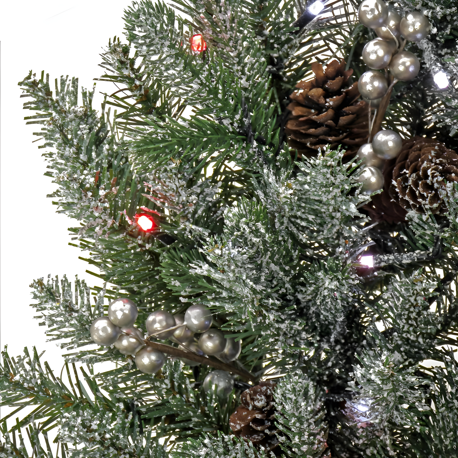 30" Prelit LED Snowy Morgan Spruce Wreath Twinkly Lights - National Tree Company