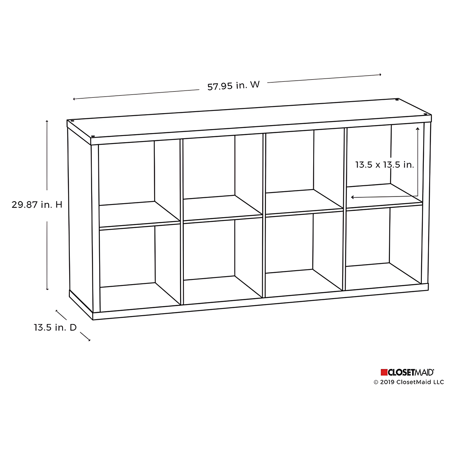 ClosetMaid 4583 Heavy Duty Decorative Bookcase Open Back 8-Cube Storage Organizer in White with Hardware for Closet, Office, or Toys