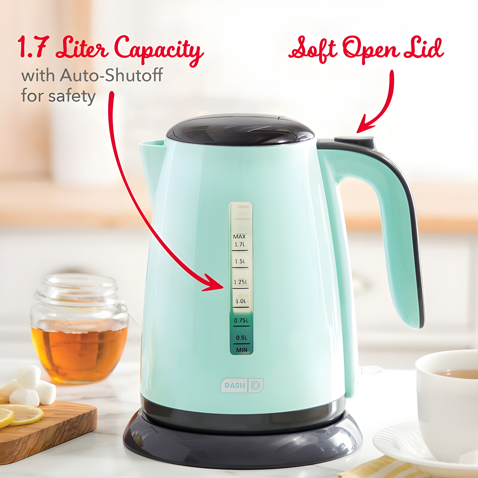 DASH Healthy Breakfast 1.7 Qt. Plastic Electric Tea Kettle