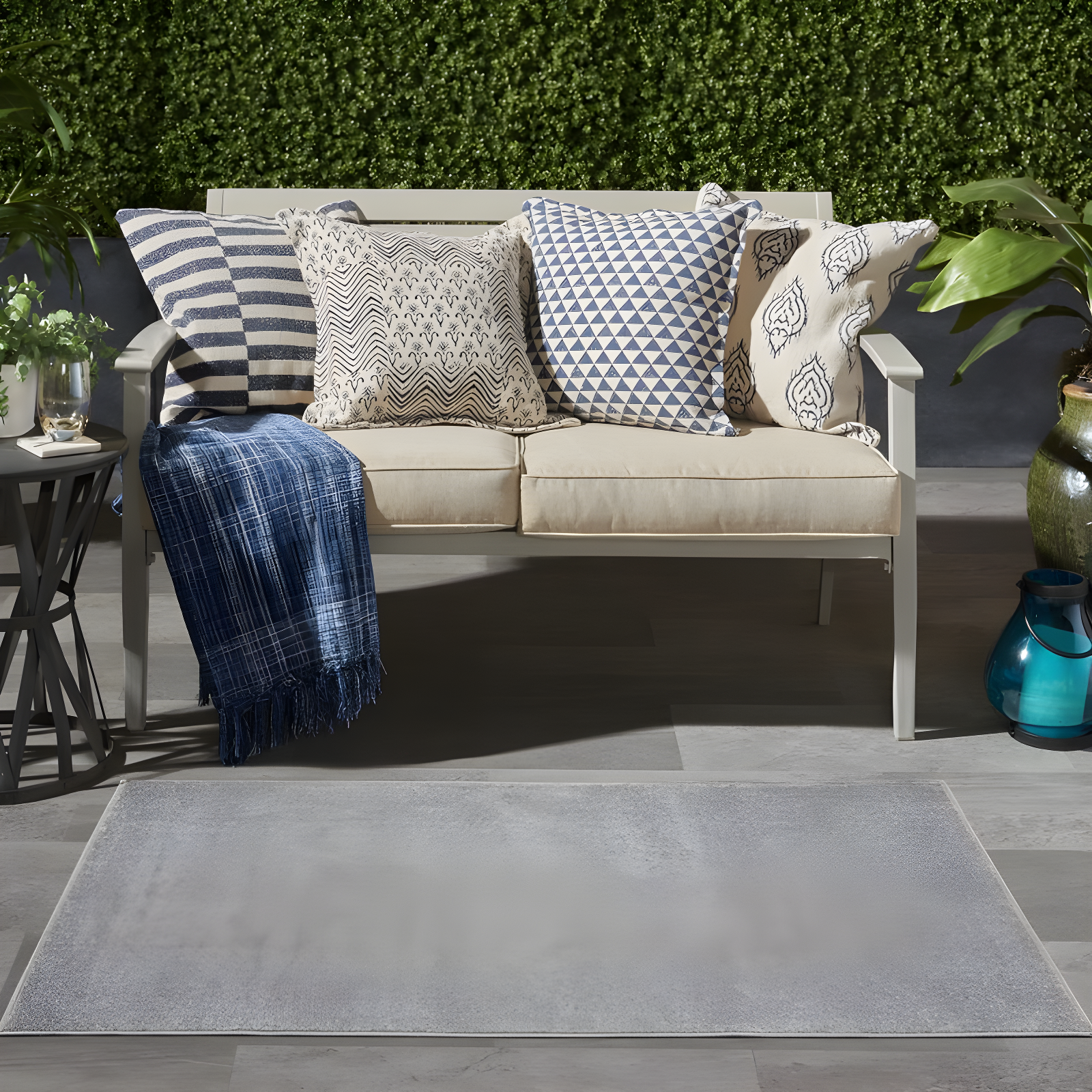 Nourison Essentials Easy Care Indoor Outdoor Area Rug - Silver Grey 3' x 5'