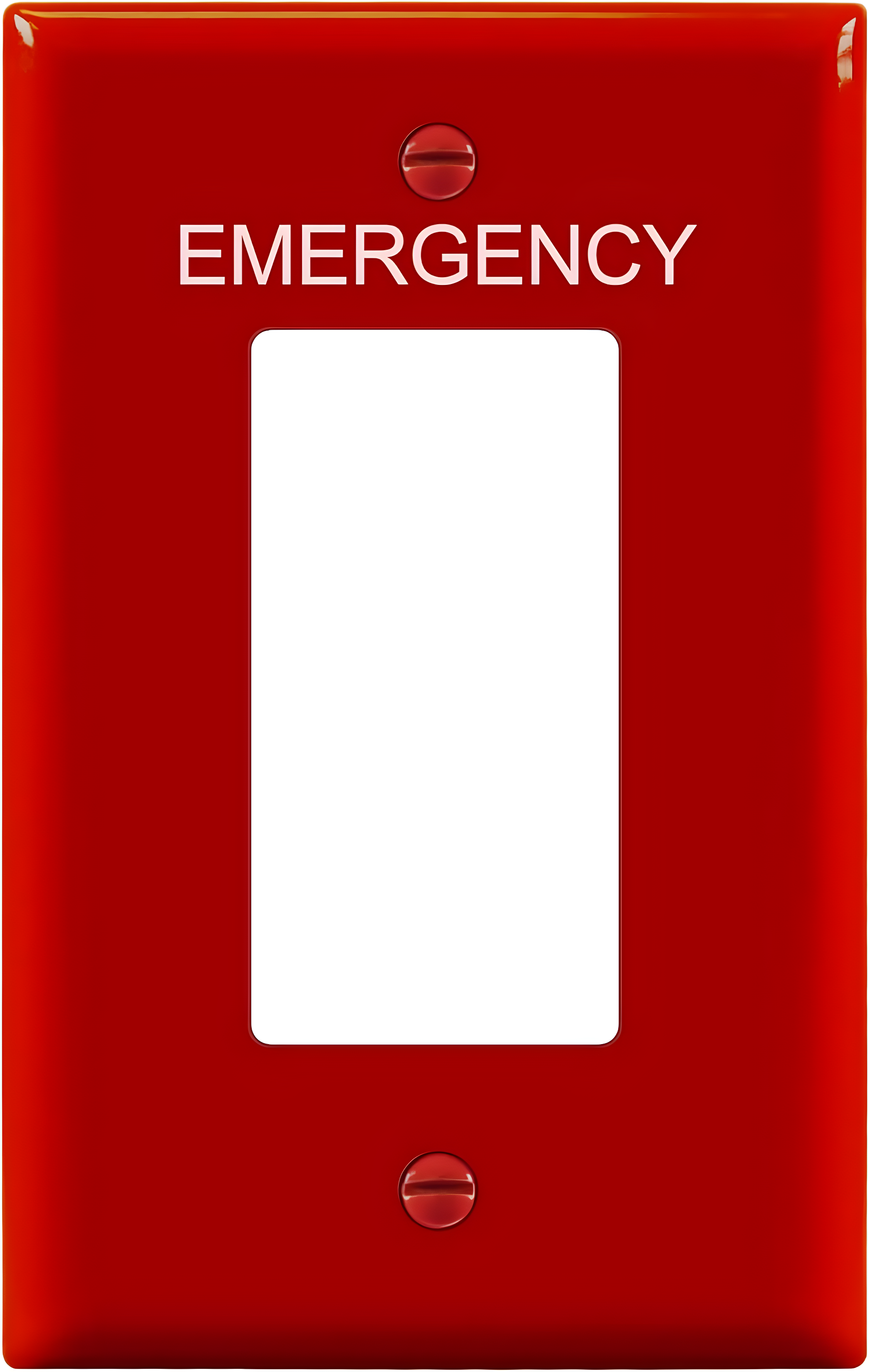 Red Polycarbonate Emergency Label Mid-Size Wall Plate