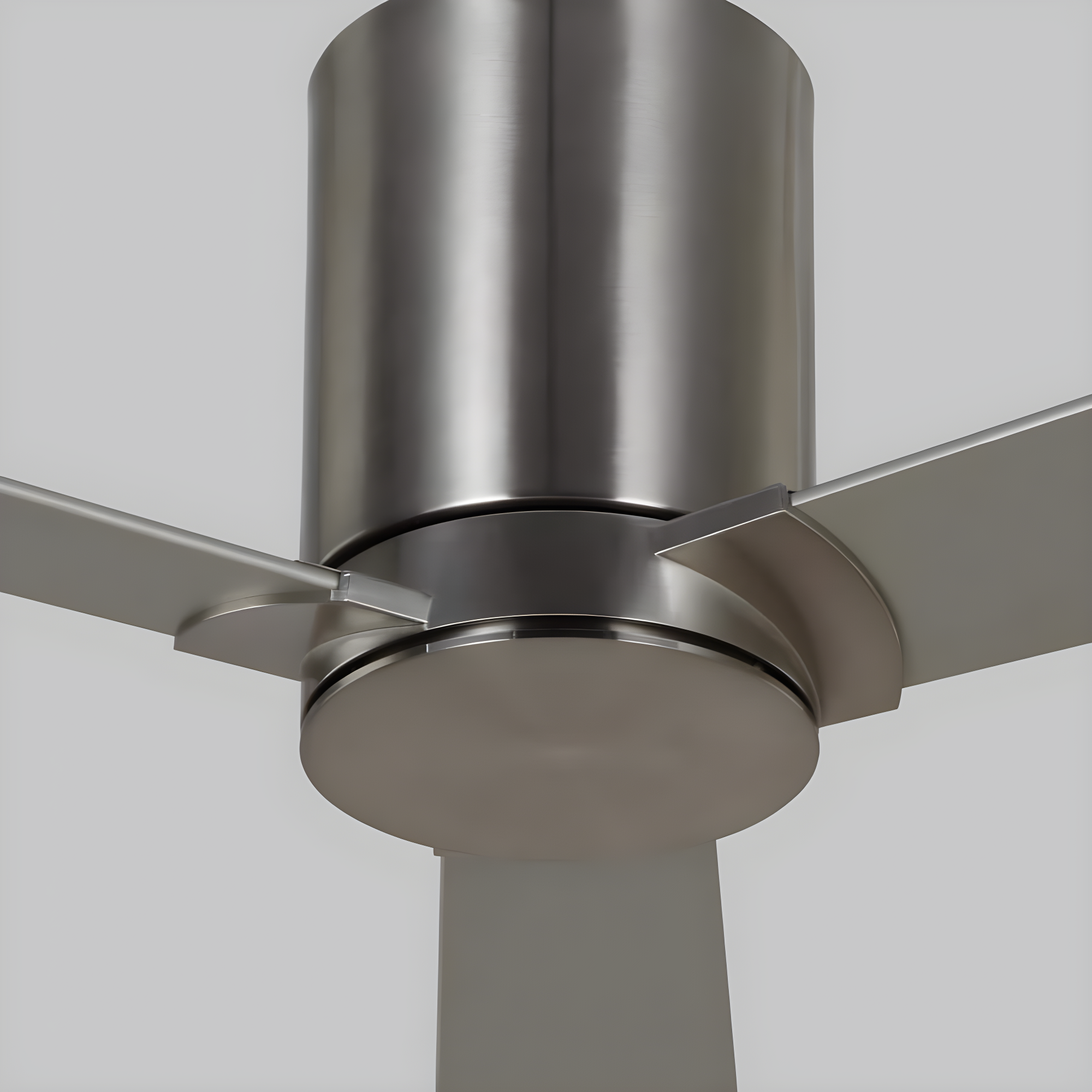 Rozzen 52 in. Modern Hugger Brushed Steel Ceiling Fan with Silver/American Walnut Blades, DC Motor and Remote