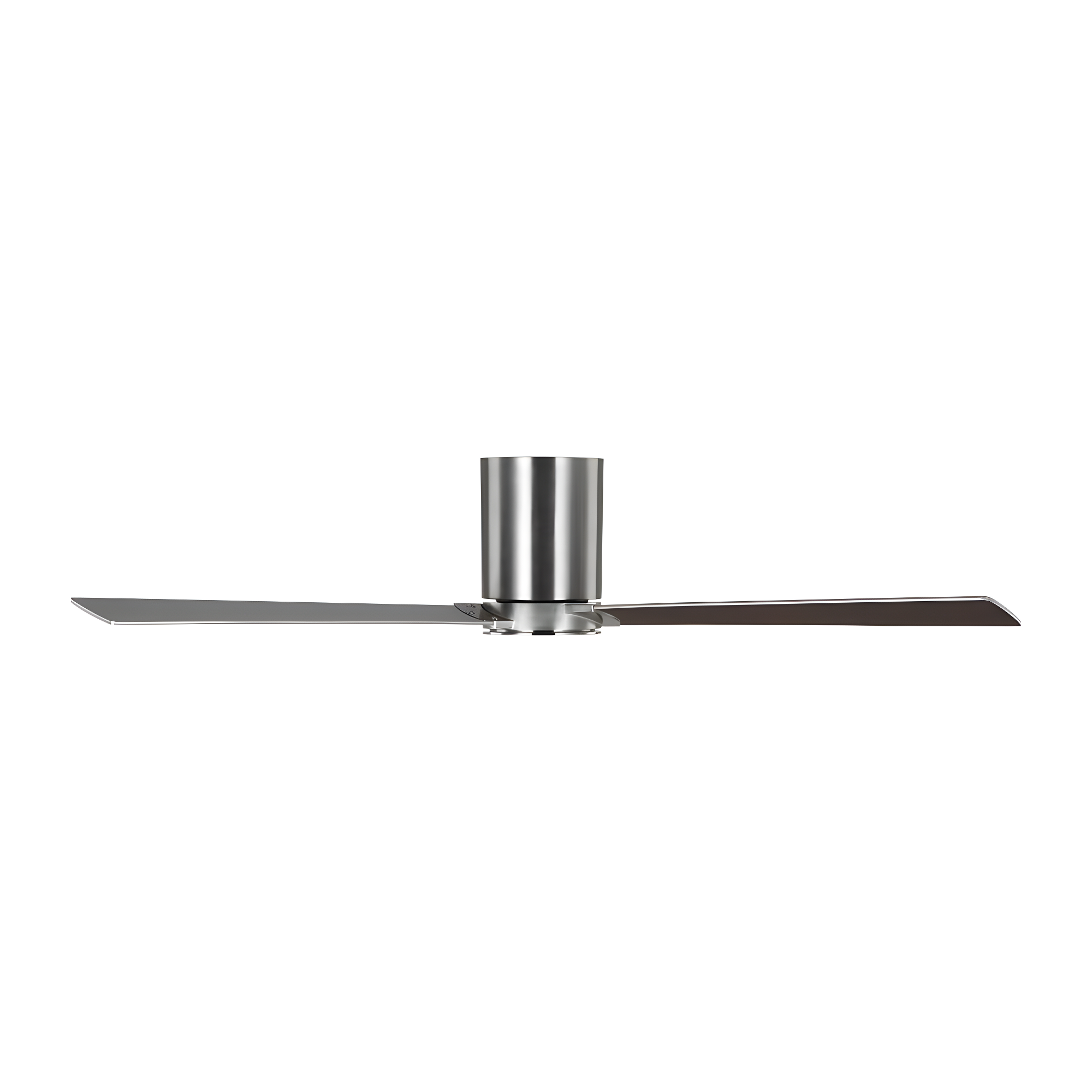 Rozzen 52 in. Modern Hugger Brushed Steel Ceiling Fan with Silver/American Walnut Blades, DC Motor and Remote