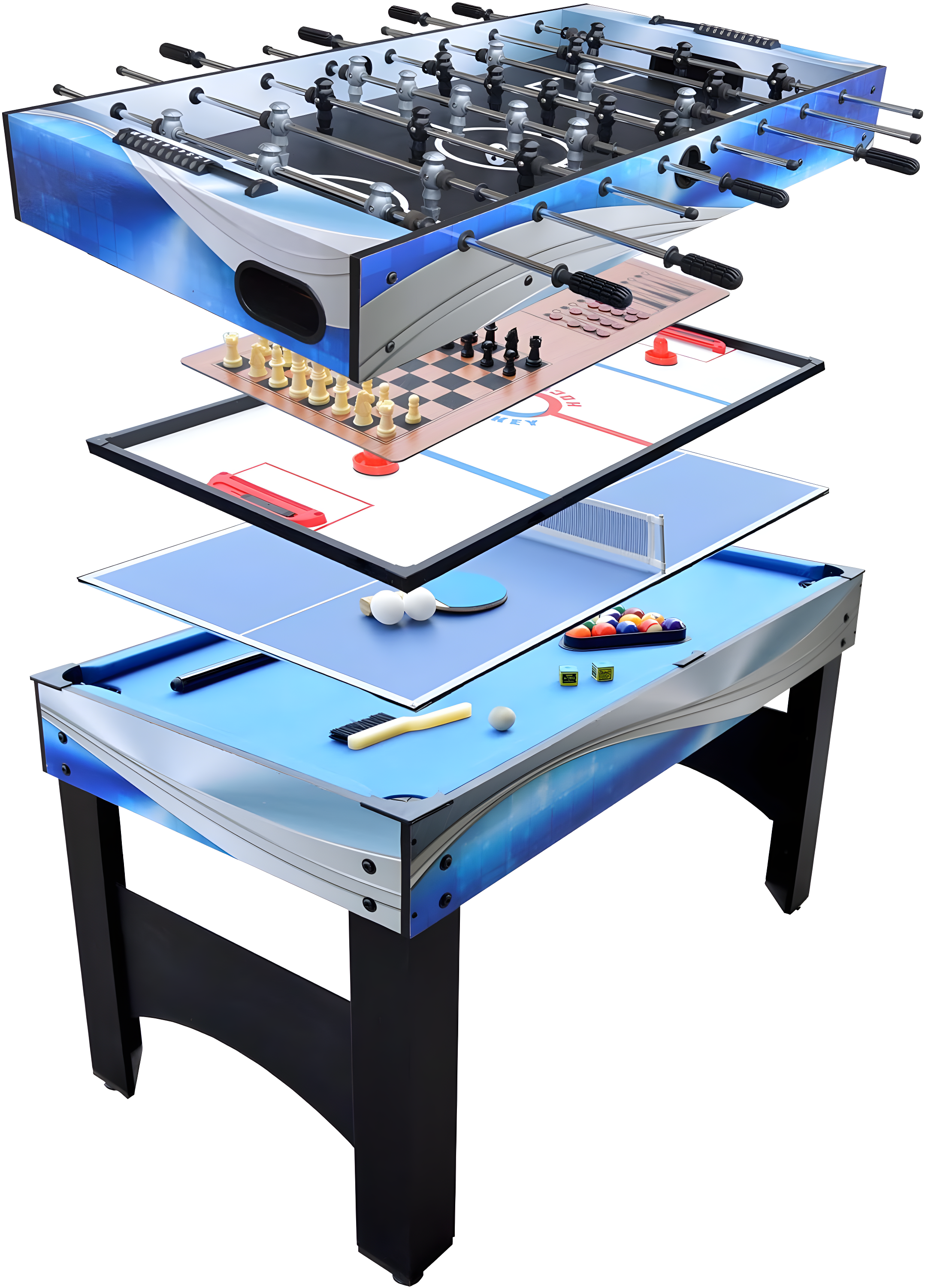 Hathaway Matrix 7-in-1 Multi-Game Table with Foosball, Pool, Tennis, 54-in