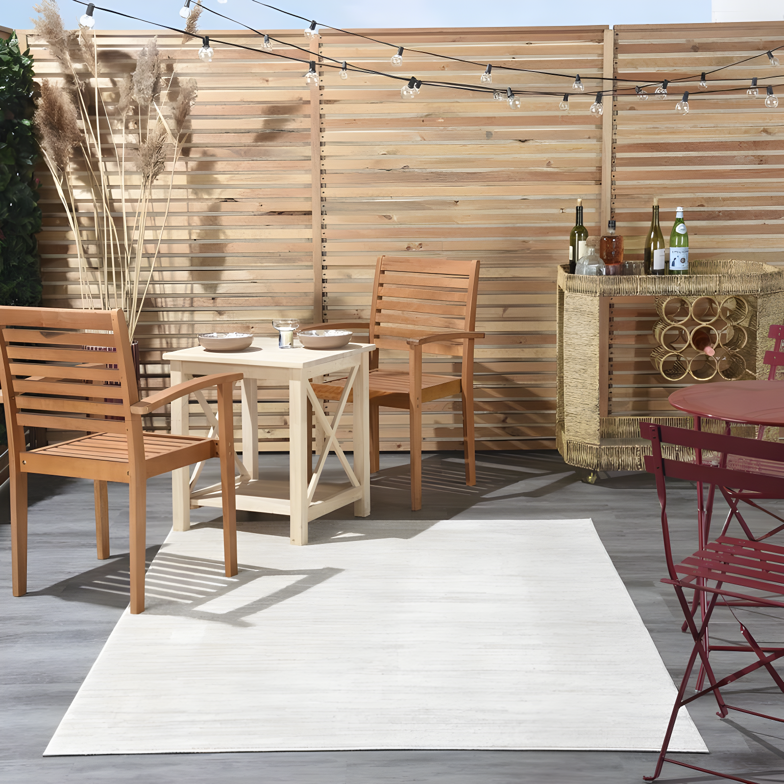 Nourison Essentials Easy Care Indoor Outdoor Area Rug - Ivory Beige 5' x 7'