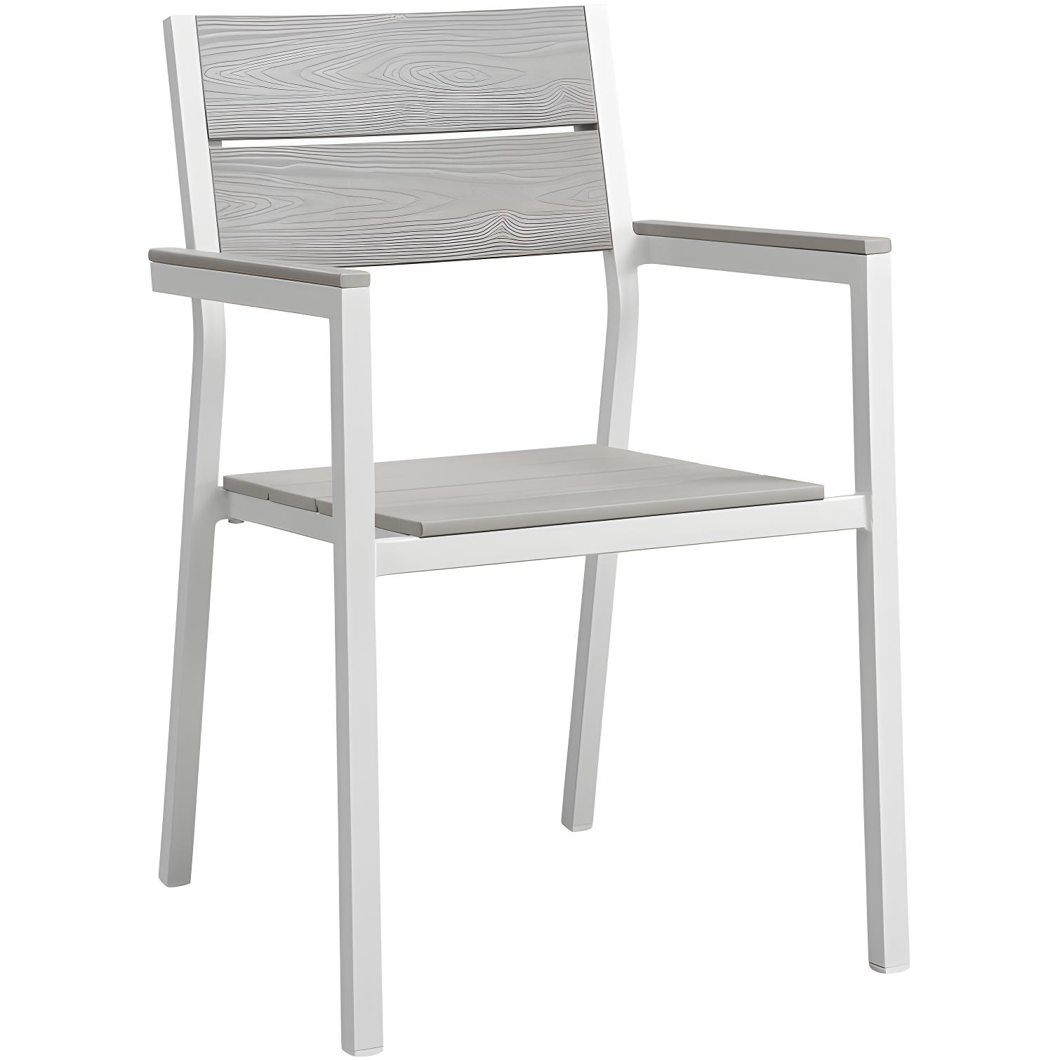 BSD National Supplies Maine Aluminum Outdoor Patio Two Arm Chairs in White Light Gray by Modway (Set of 2)