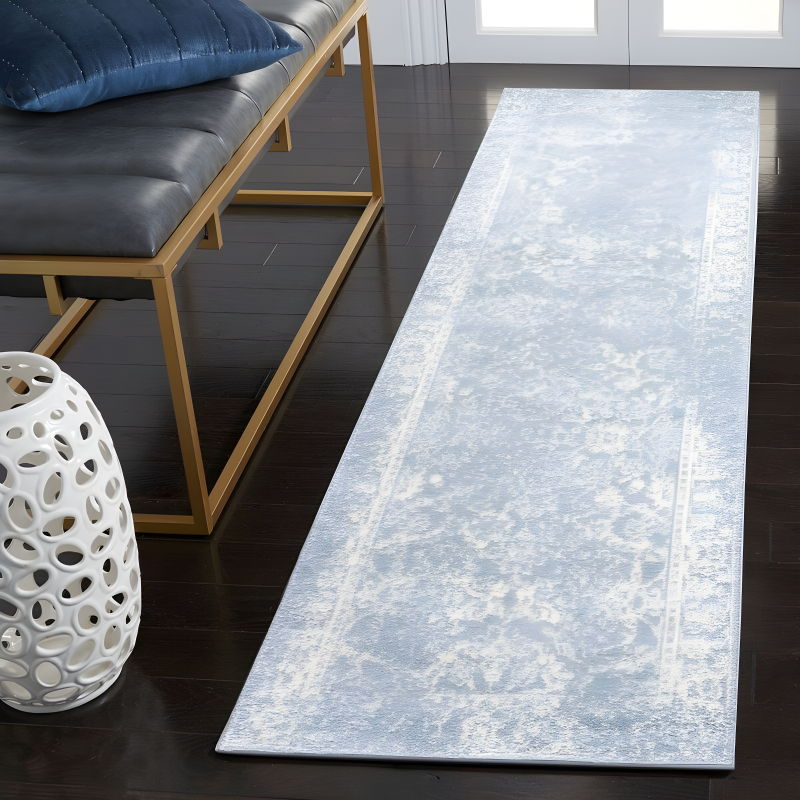 Adirondack ADR109 Machine Made Indoor Runner - Slate/Ivory - 2'-6"x8' - Safavieh