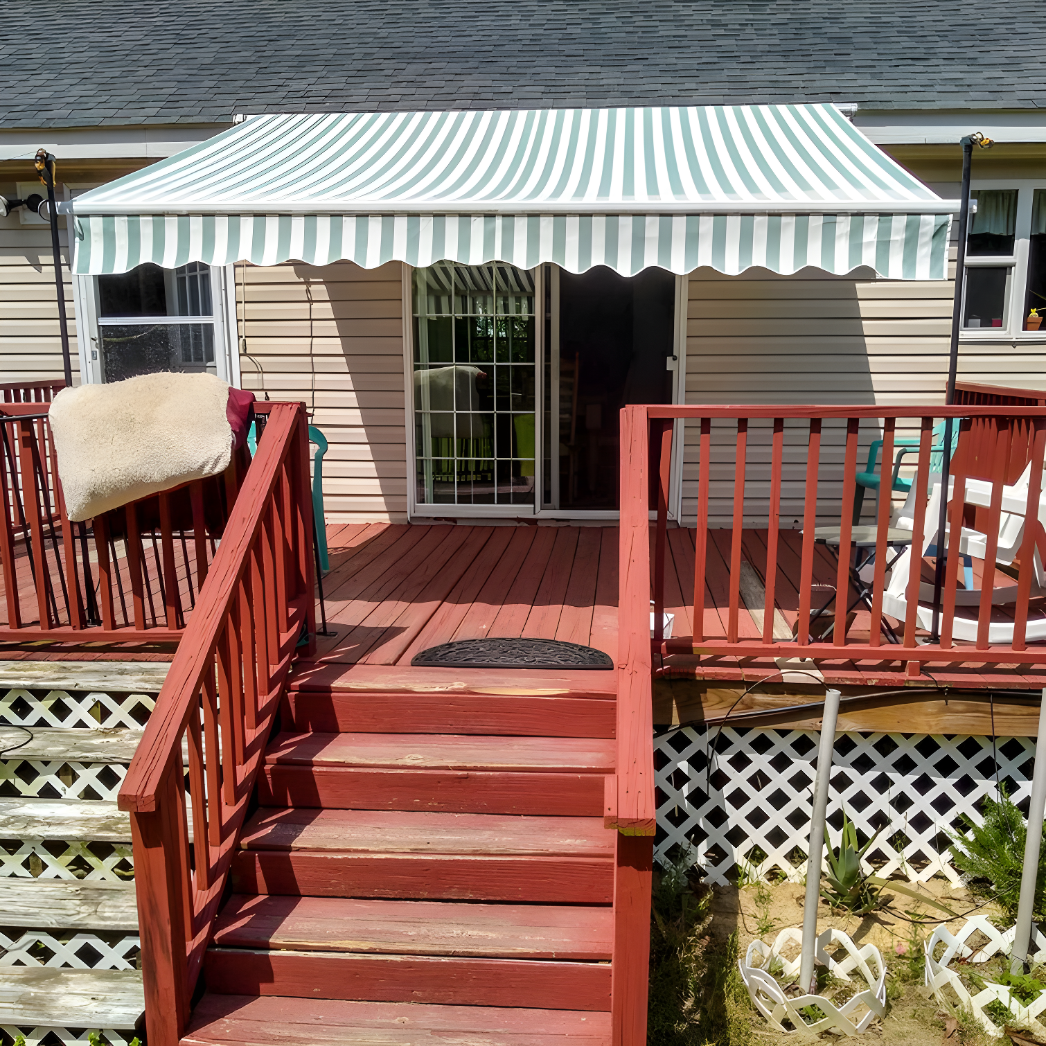 Motorized Retractable White Frame Patio Awning