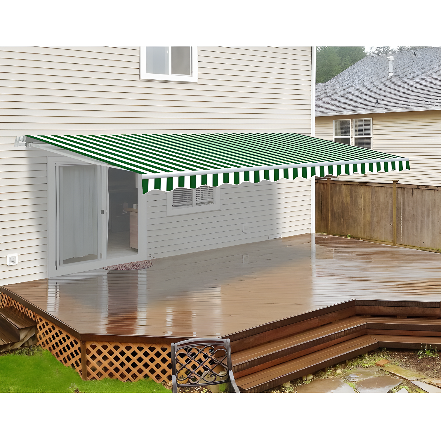 Motorized Retractable White Frame Patio Awning