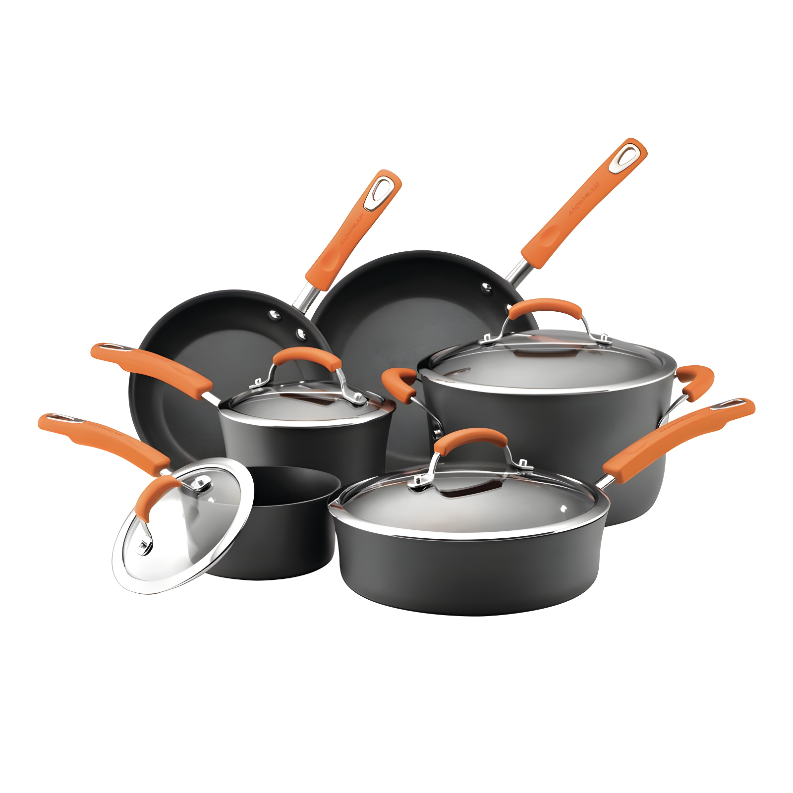 Rachael Ray Rachael Ray Brights Hard Anodized Nonstick Cookware Pots and Pans Set, 10 Piece, Gray with Handles