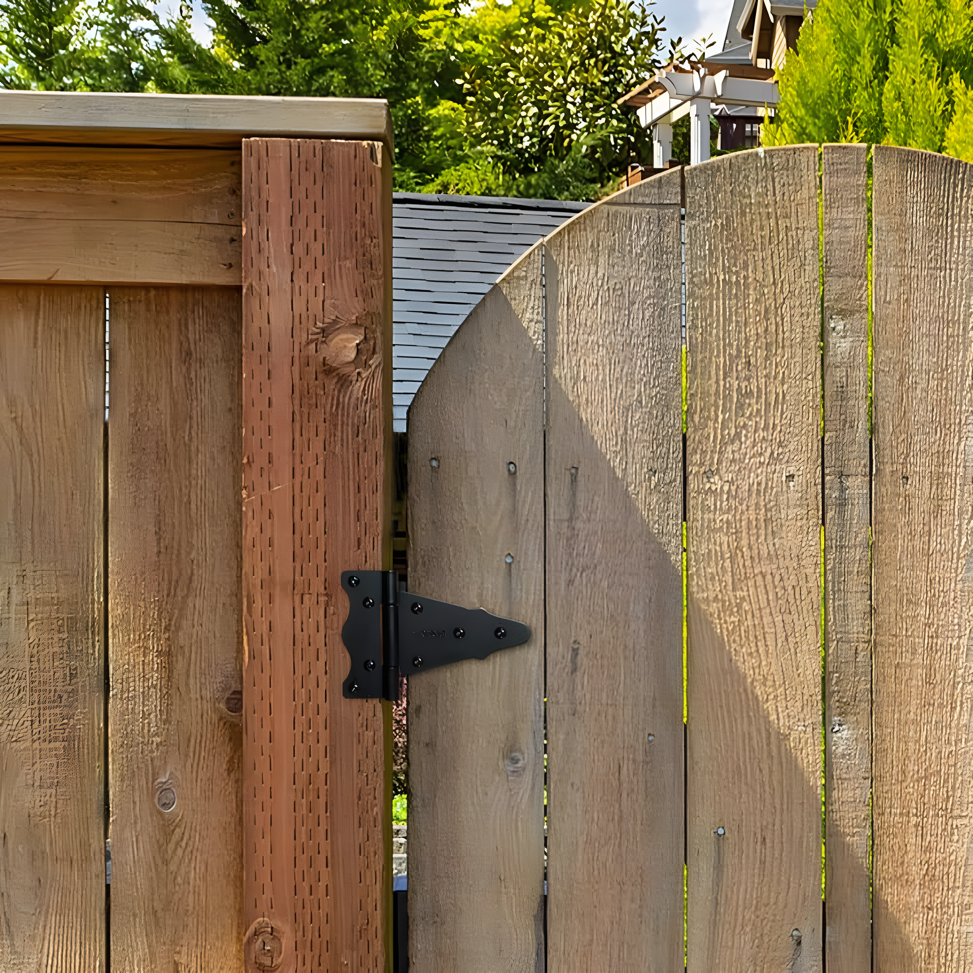 6 in. x 6 in. Black Galvanized Steel Tee Hinge (2-Pack)
