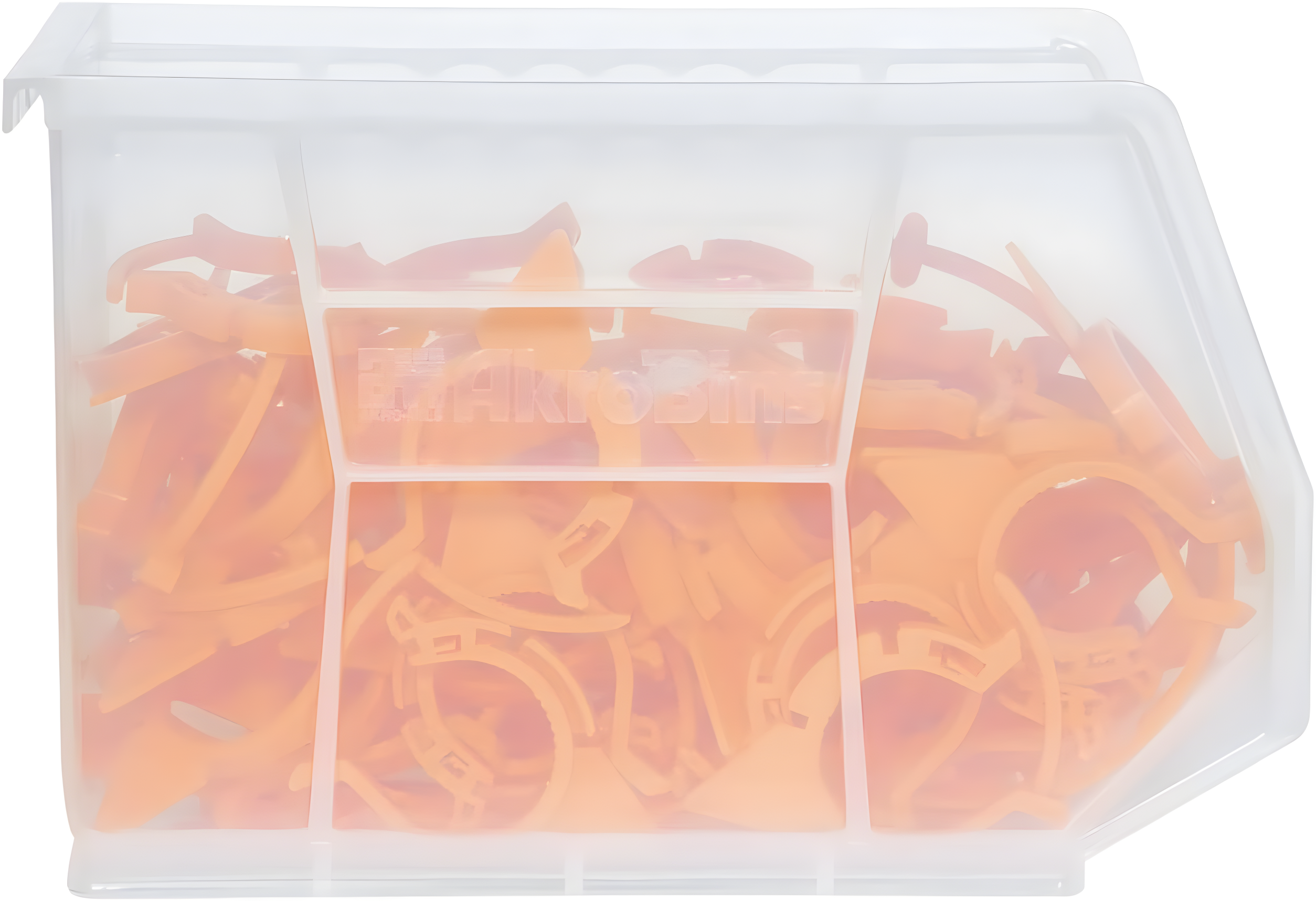 Red Stackable Plastic Storage Bin with Divider Slot