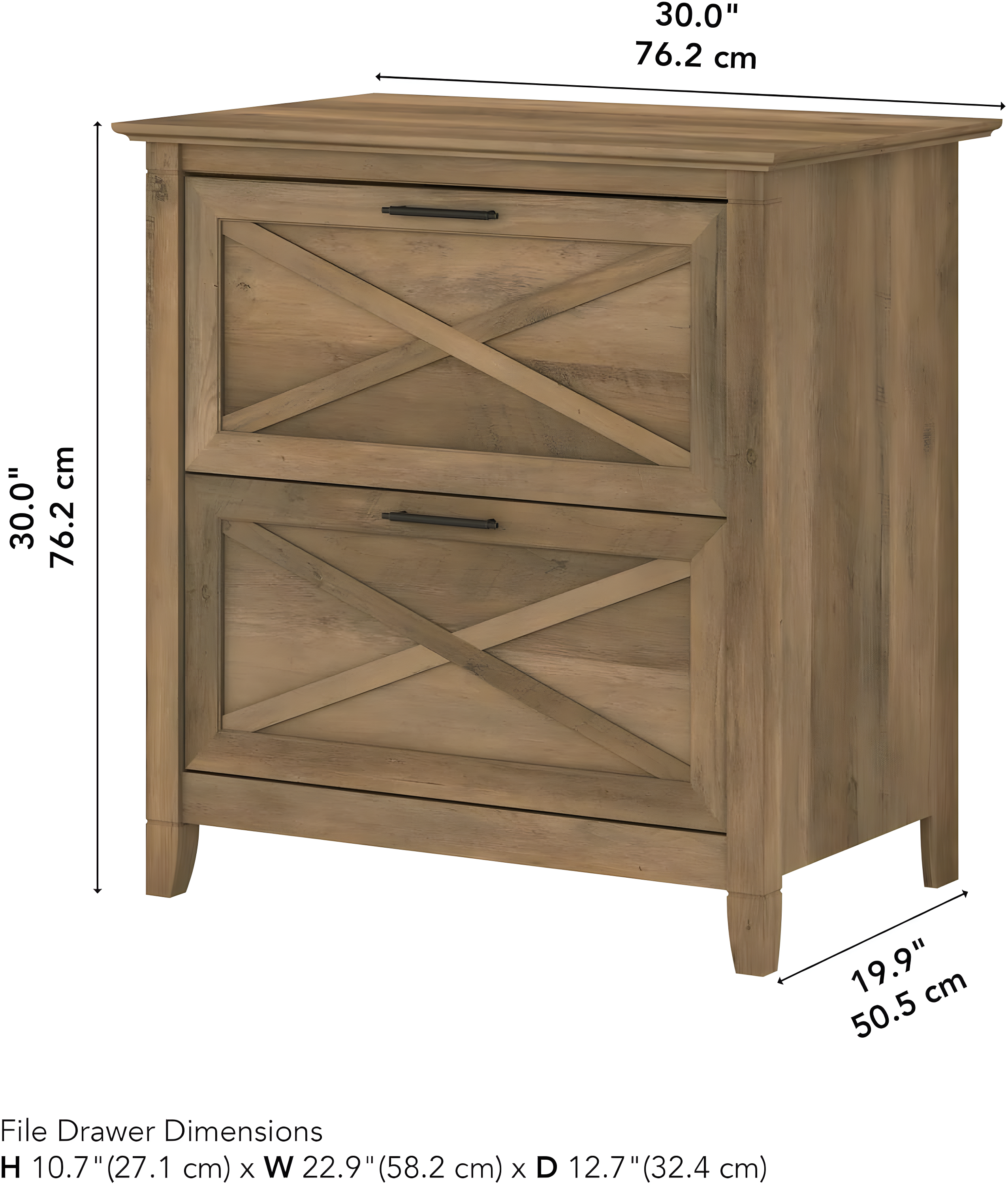 Bush Furniture Key West Lateral File Cabinet, 2 Drawer, Reclaimed Pine