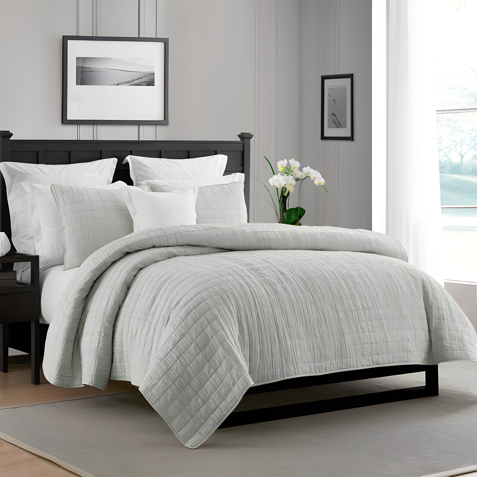 Swift Home Ultra Soft Crinkle Washed Microfiber 3-Piece Quilt Set