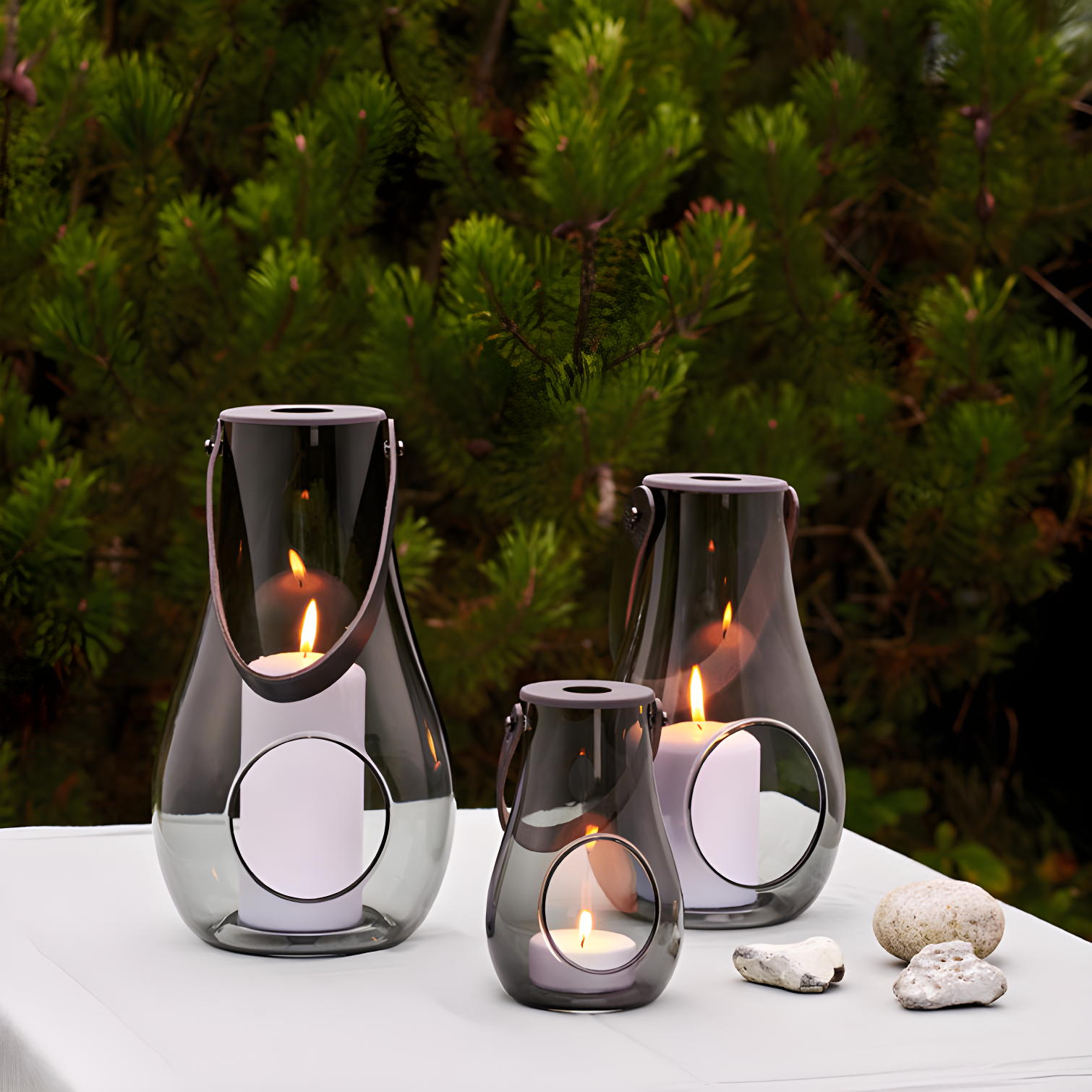 Contemporary Smoke Glass Hanging/Tabletop Christmas Lantern