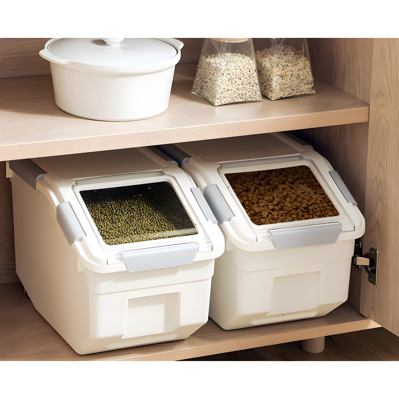 2 Pack Dog Food Storage Container With Scoop,Large Airtight Pet Dog Food Bin,Container For Dog Treats Rice,Dog Cat Dry Food Bin,Baking Supplies,Flour,Rice,Kitchen Pantry Cereal(10 LB)