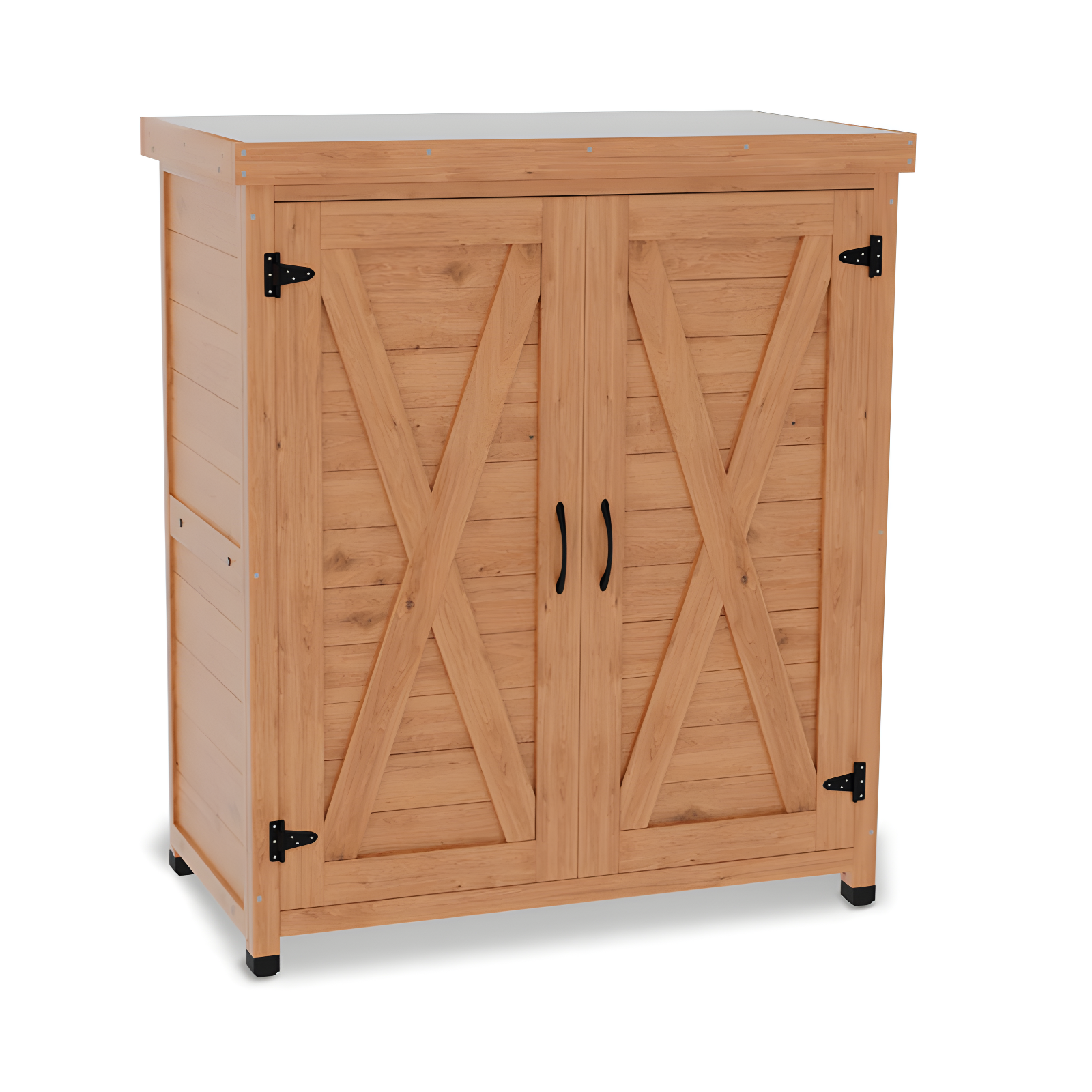 Potting Bench With Storage Cabinet And Metal Table Top For Outdoor Patio,Outdoor Work Station Table