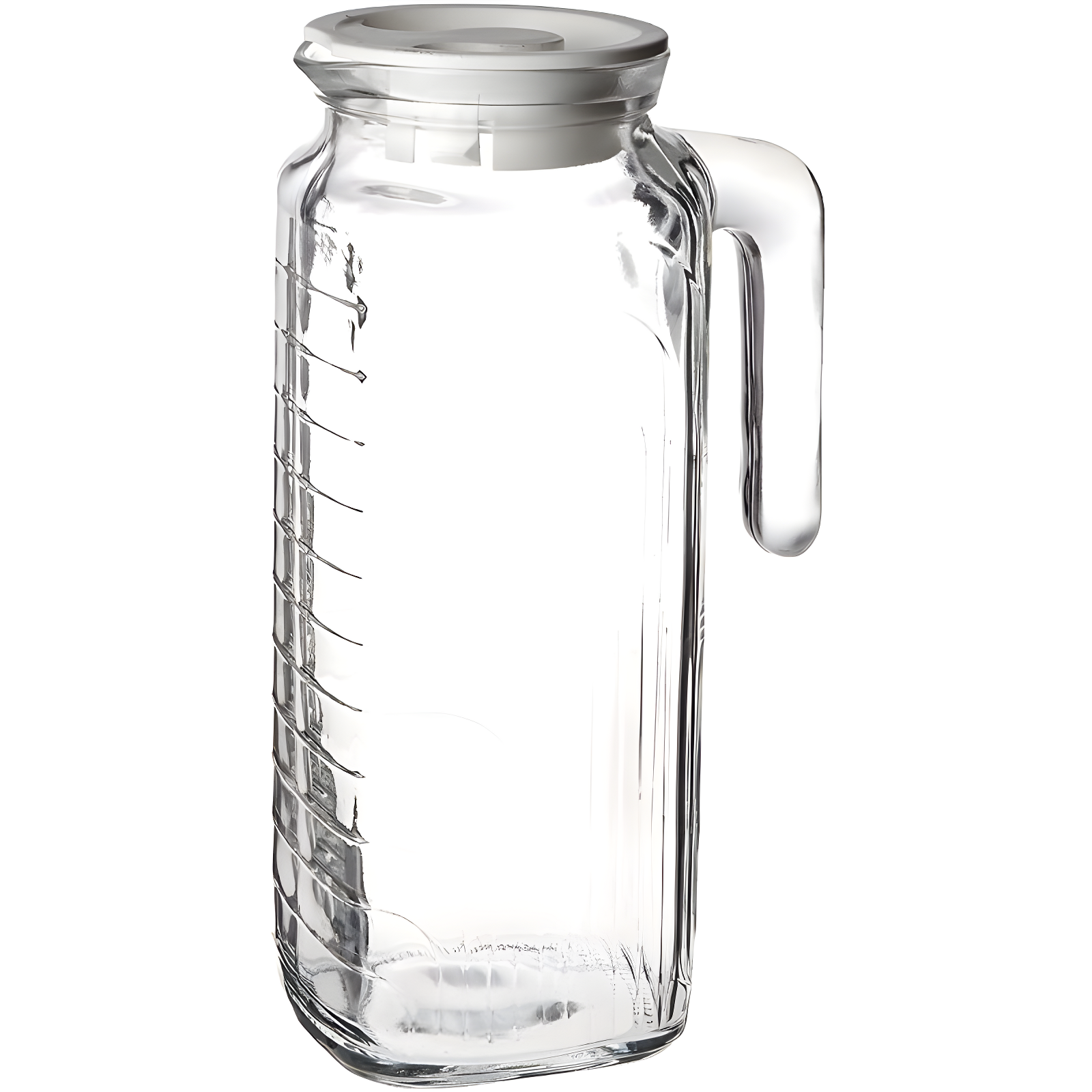 Bormioli Rocco Gelo Glass Jug/Pitcher with Lid, 41-Ounce, White Lid, , Beverage Server, White Lid