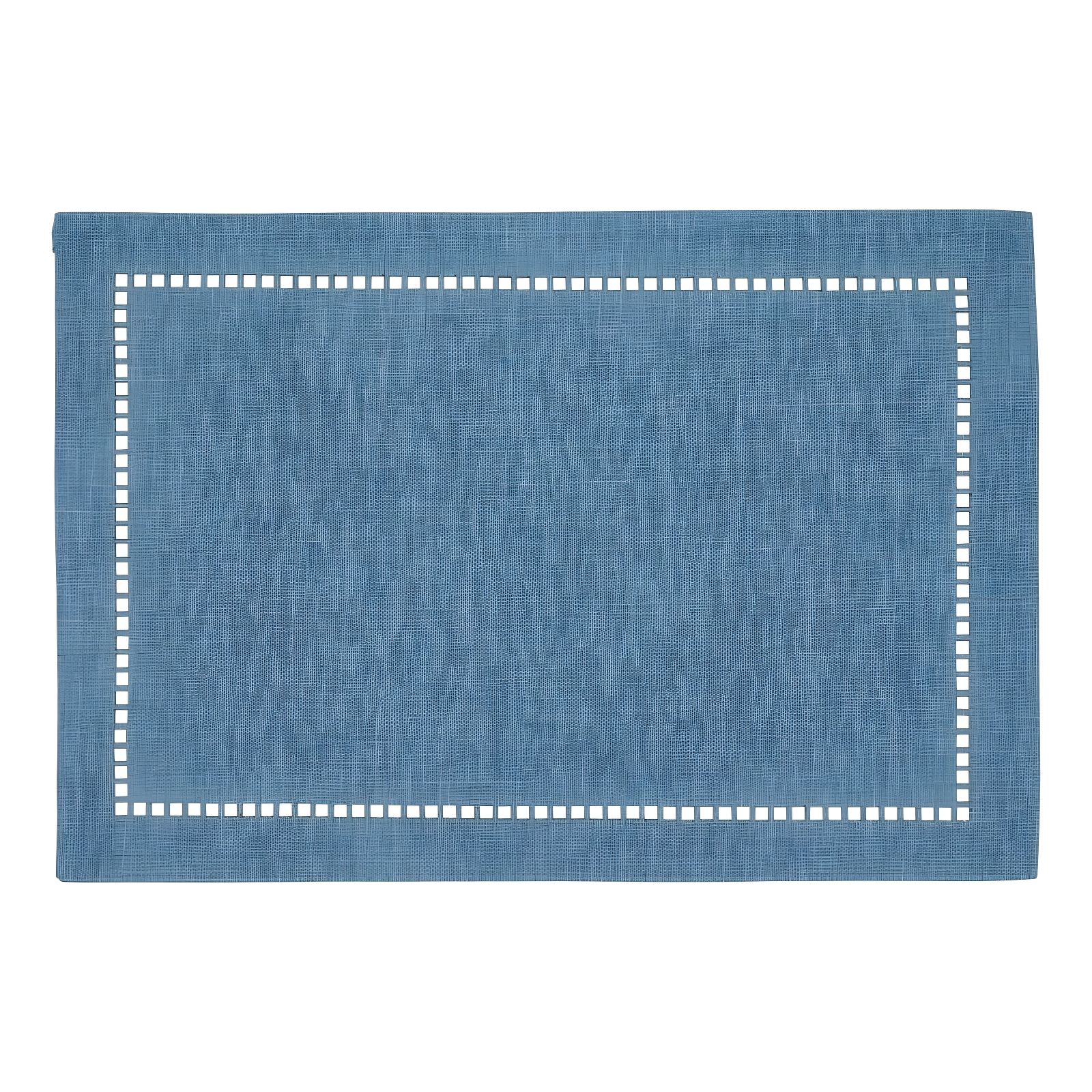 Saro Lifestyle Placemats With Laser-Cut Hemstitch Design, Denim, (Set of 4 pcs)