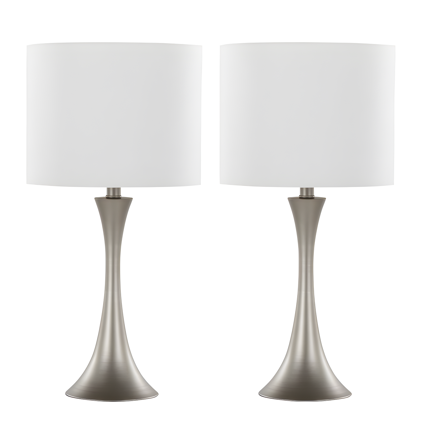 LumiSource: Lenuxe 24" Metal Table Lamps with Linen Drum Shade, Set of 2 - UL Listed, No Bulbs Included