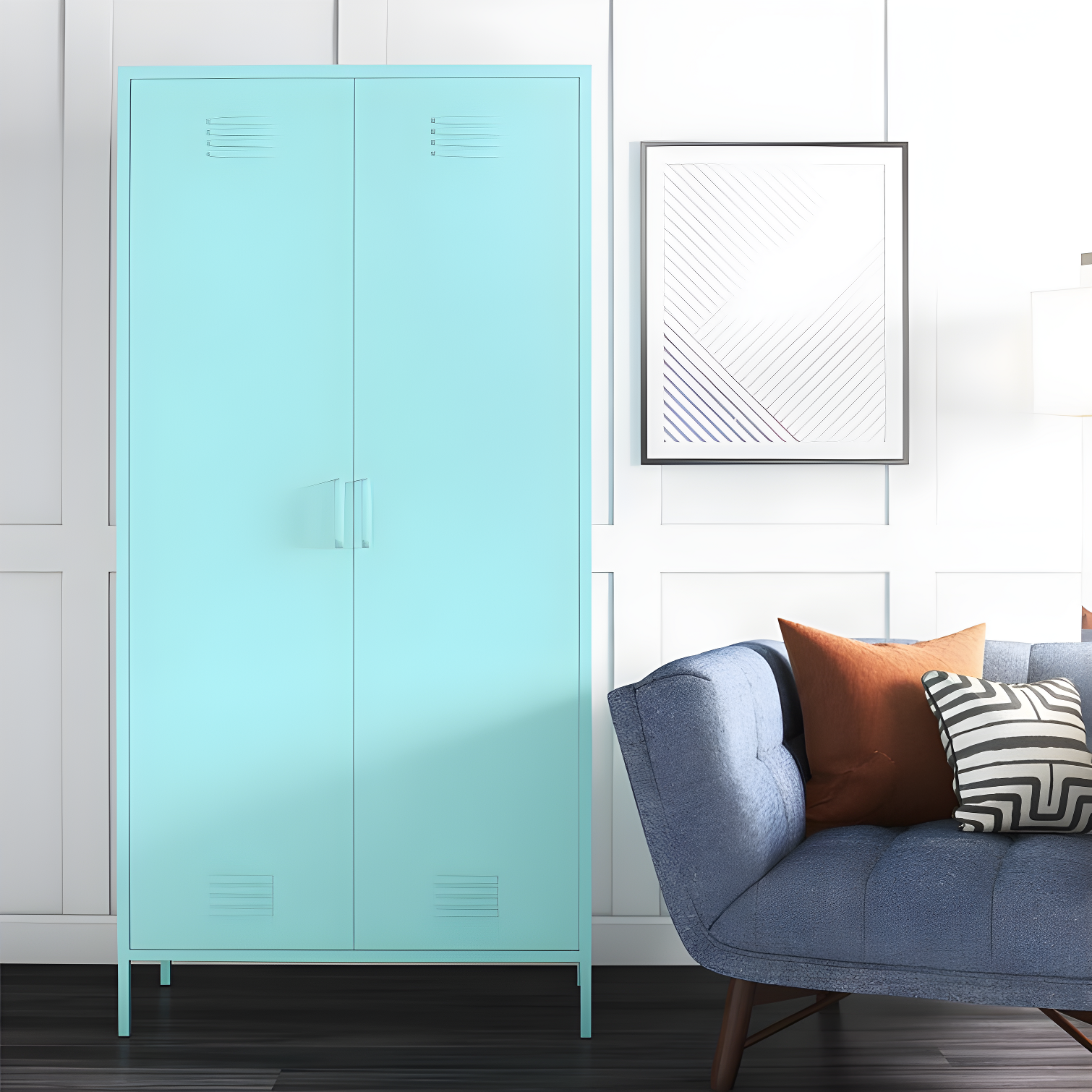 Cache 2 Door Tall Metal Locker Style Storage Cabinet