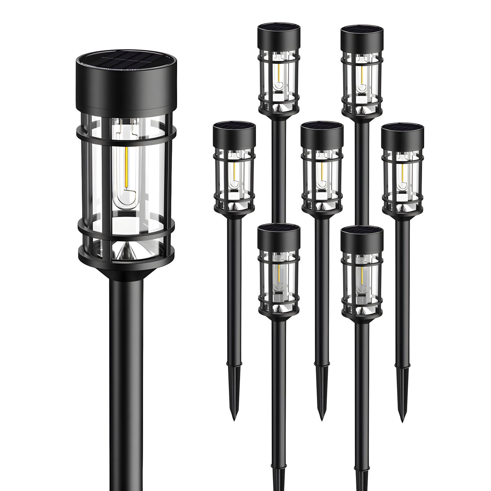 Zeki Shoggy 8 Pack Solar Pathway Lights Outdoor, Waterproof Solar Lights Outdoor With Metal & Glass Design - Auto On/Off, Long-Lasting, Landscape Lighting For Garden, Yard, Lawn, Driveway, Walkway