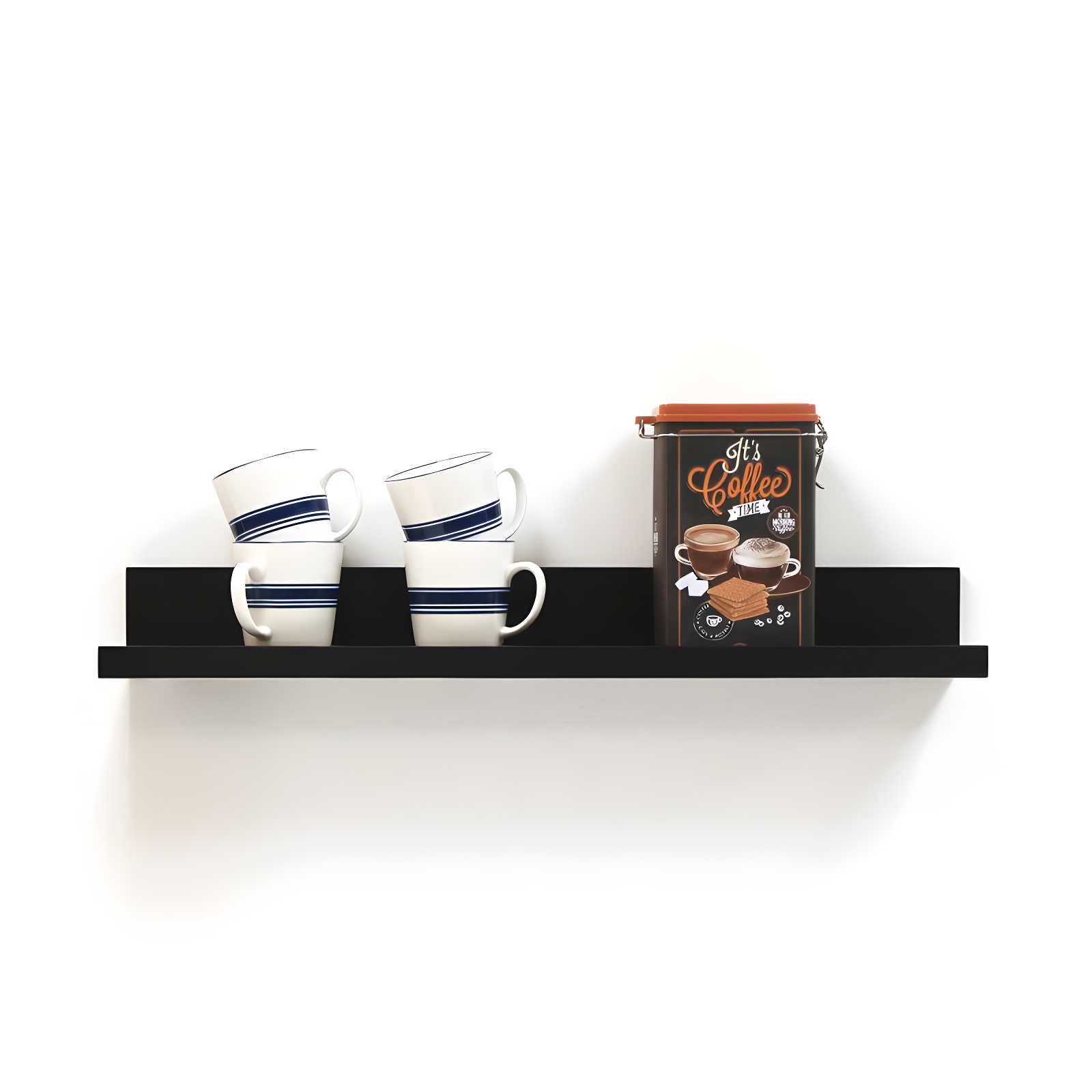 InPlace 36" Picture Ledge Wall Shelf Black: Modern Floating Display, Wood Composite, Includes Mounting Hardware