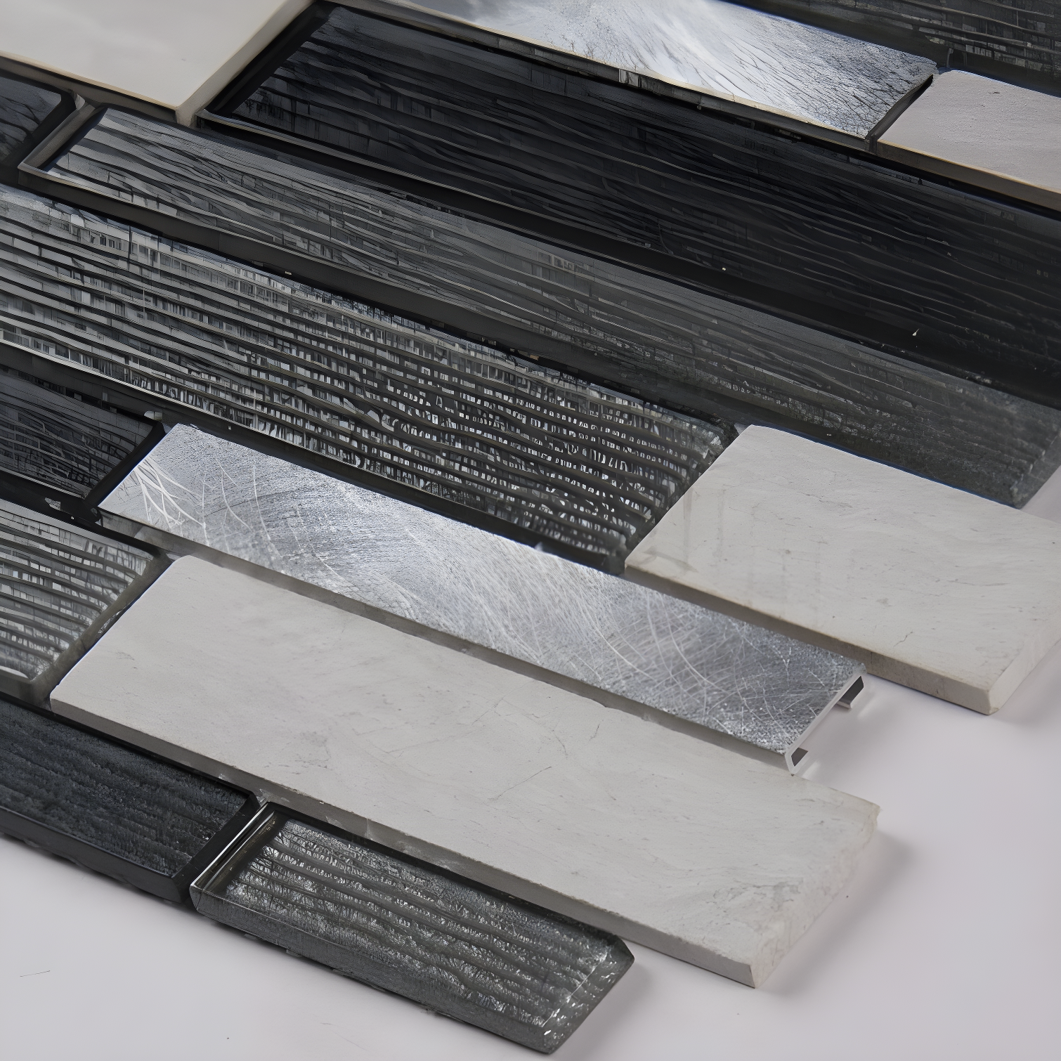 Urban Loft 12" x 12" Interlocking Pattern Glass/Stone/Metal Mosaic Tile