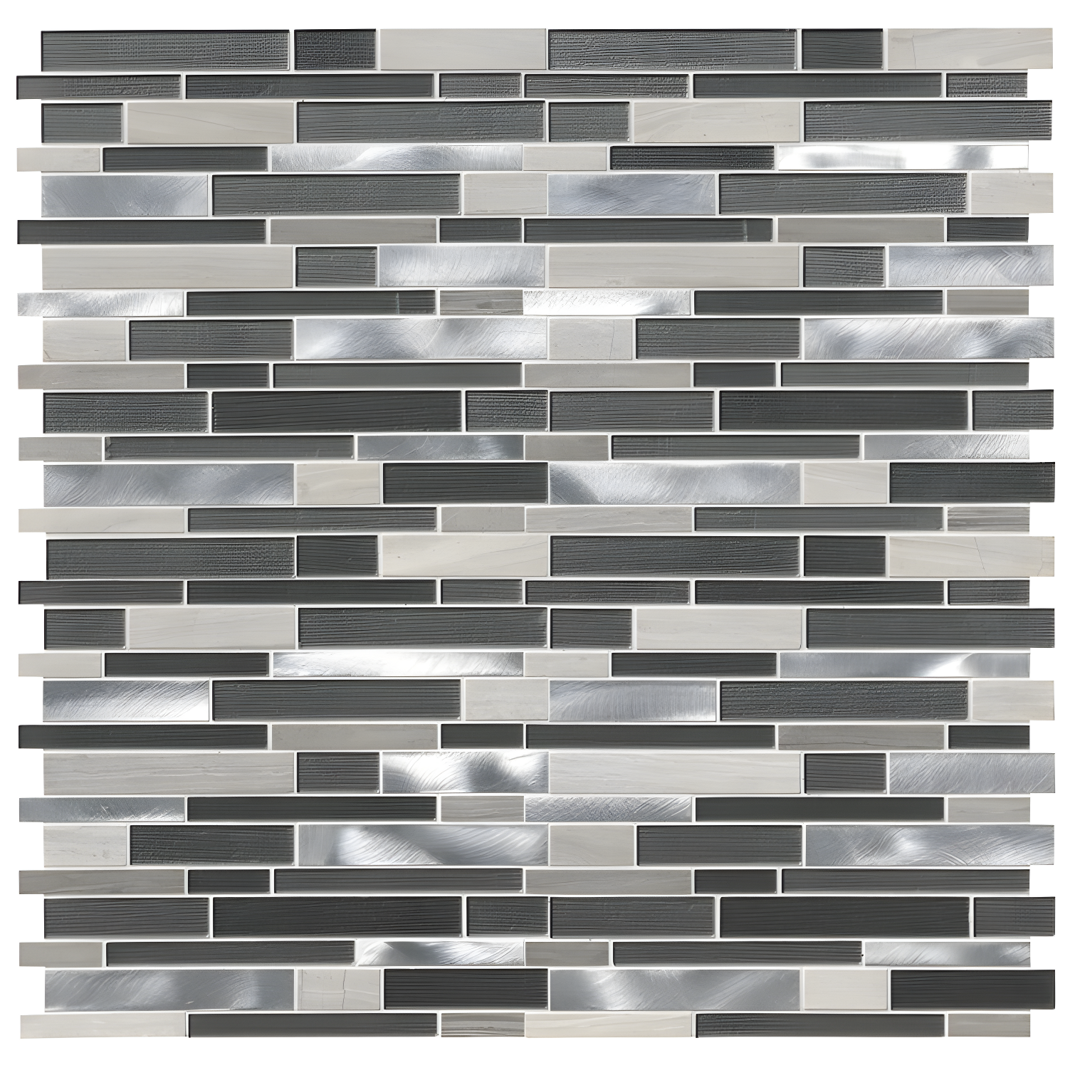 Urban Loft 12" x 12" Interlocking Pattern Glass/Stone/Metal Mosaic Tile