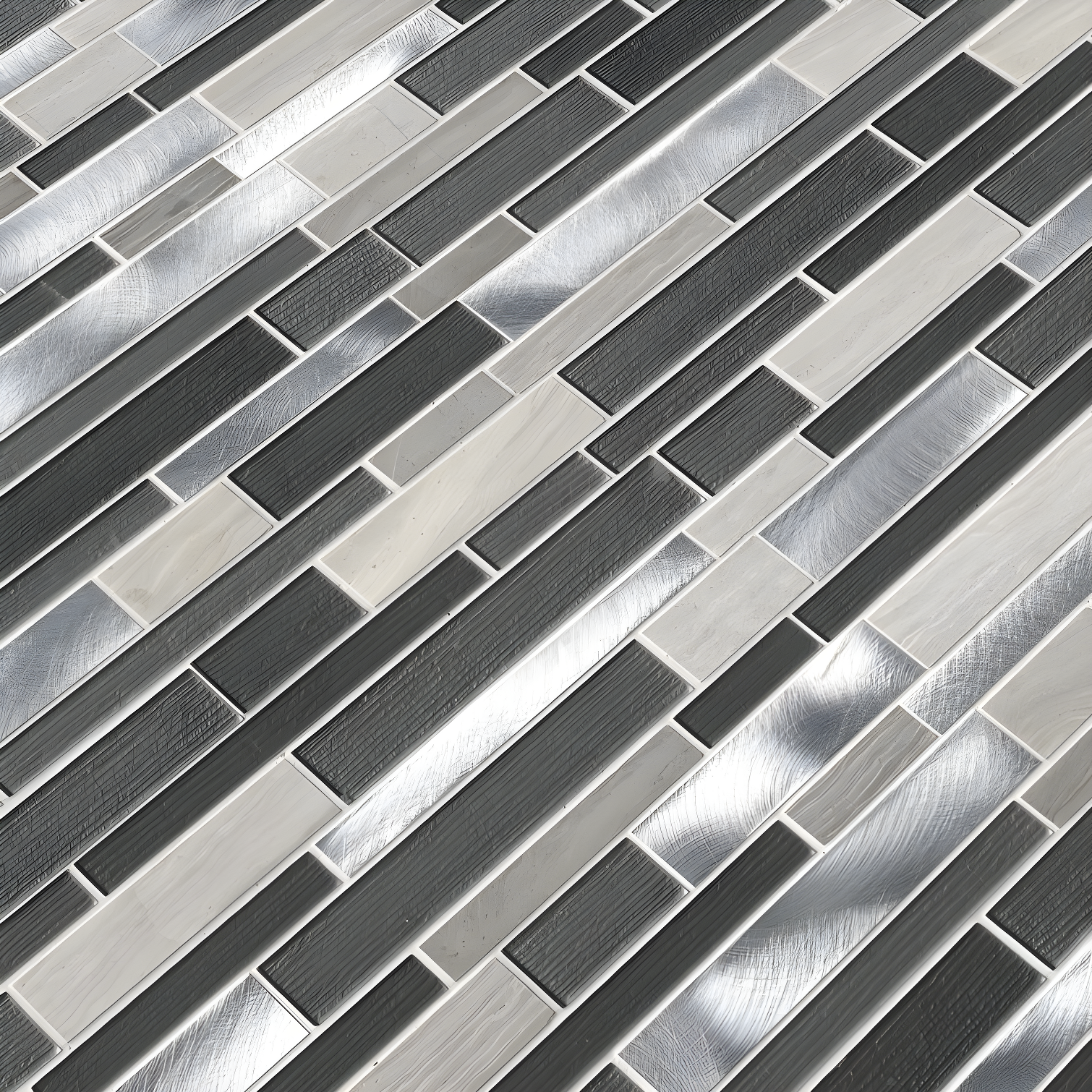Urban Loft 12" x 12" Interlocking Pattern Glass/Stone/Metal Mosaic Tile