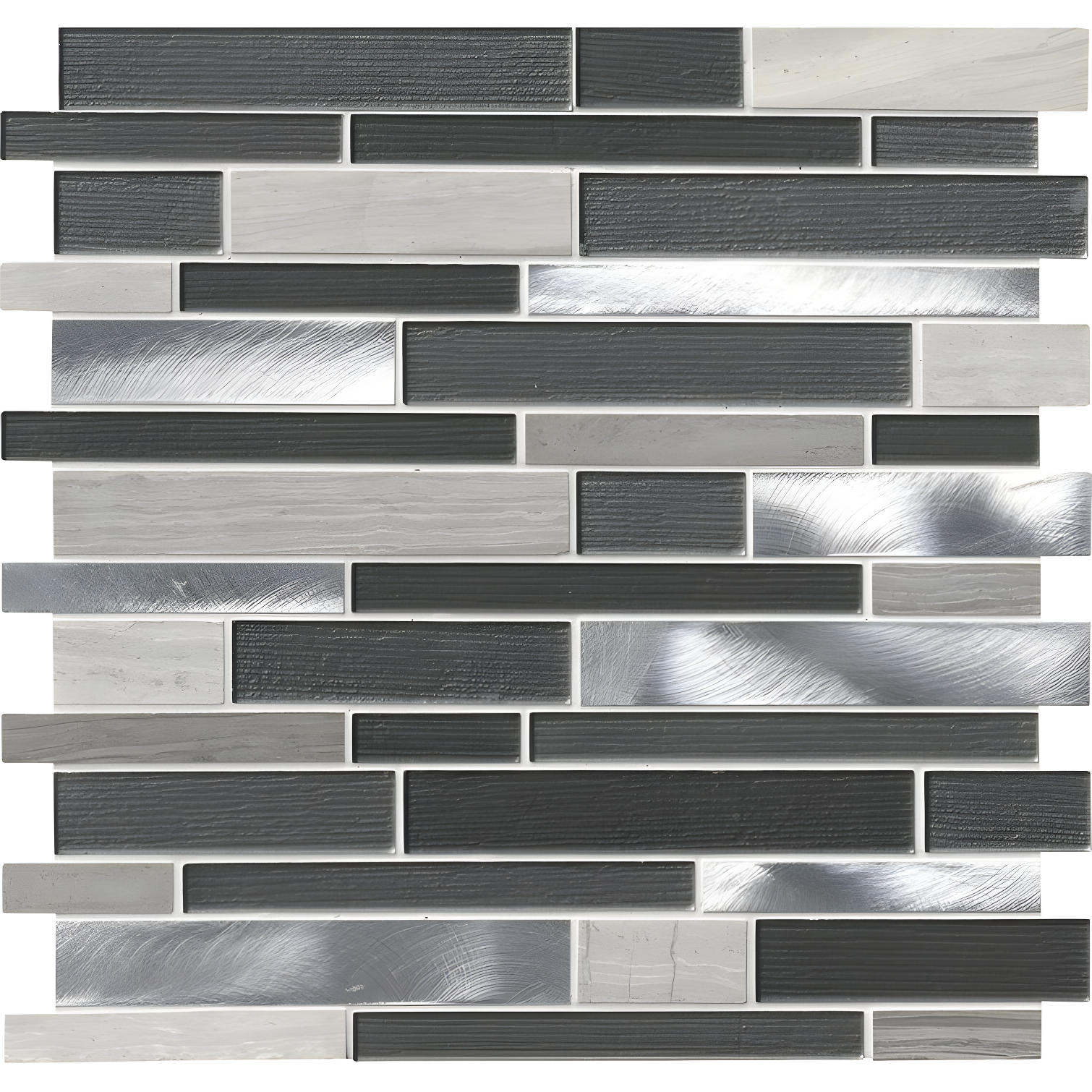 Urban Loft 12" x 12" Interlocking Pattern Glass/Stone/Metal Mosaic Tile