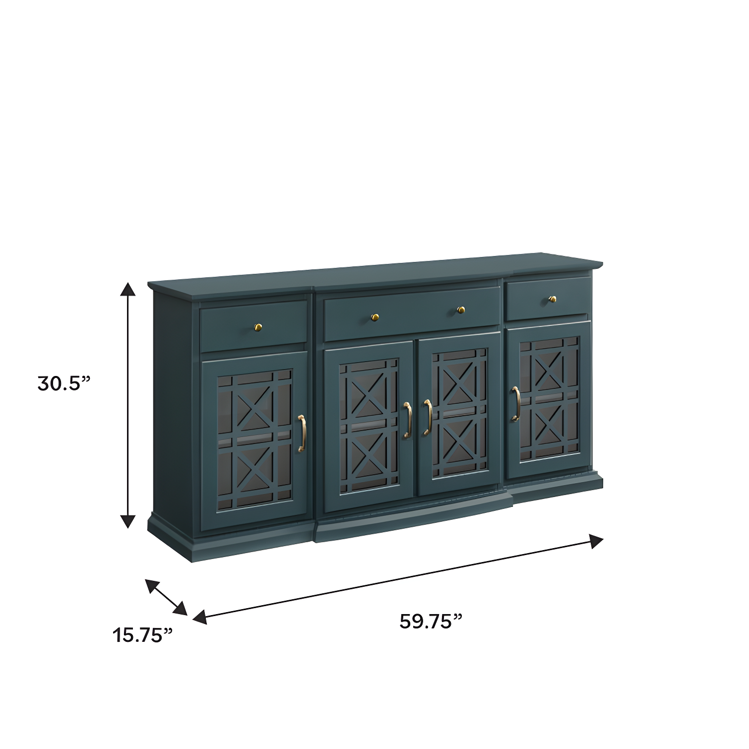 Saugeries Fretwork Detailed Glass Door Sideboard