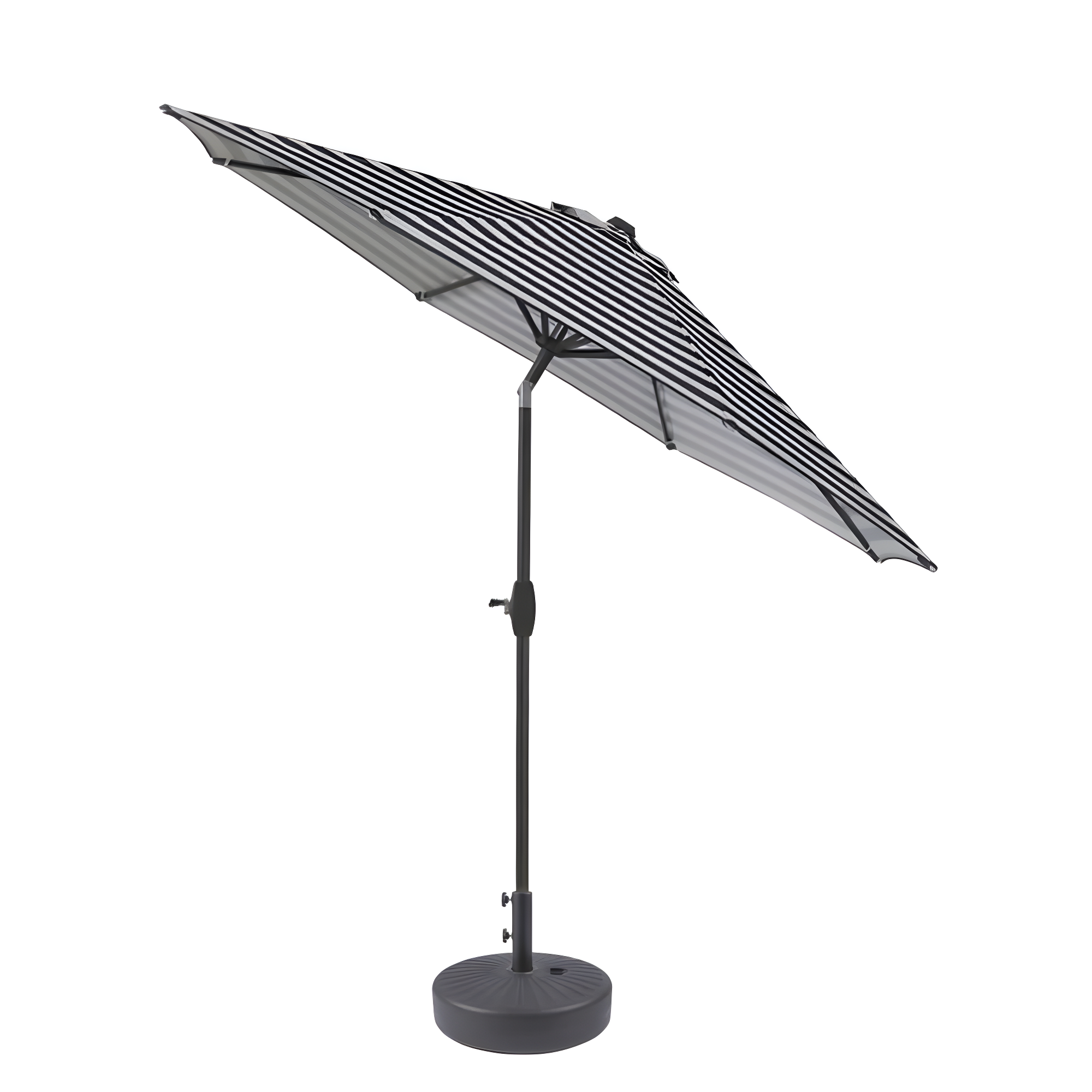 Polytrends Holme 9-foot Patio Umbrella and Base Stand Grey Stripe