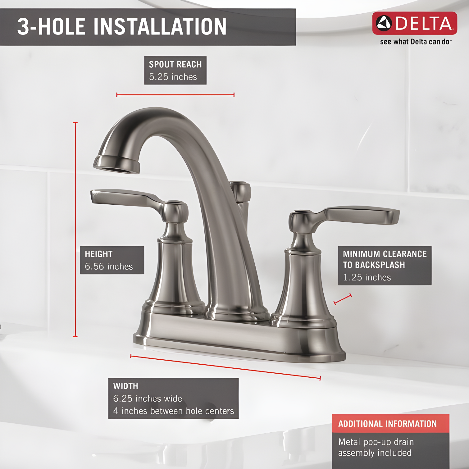 Woodhurst Centerset Bathroom Faucet with Drain Assembly