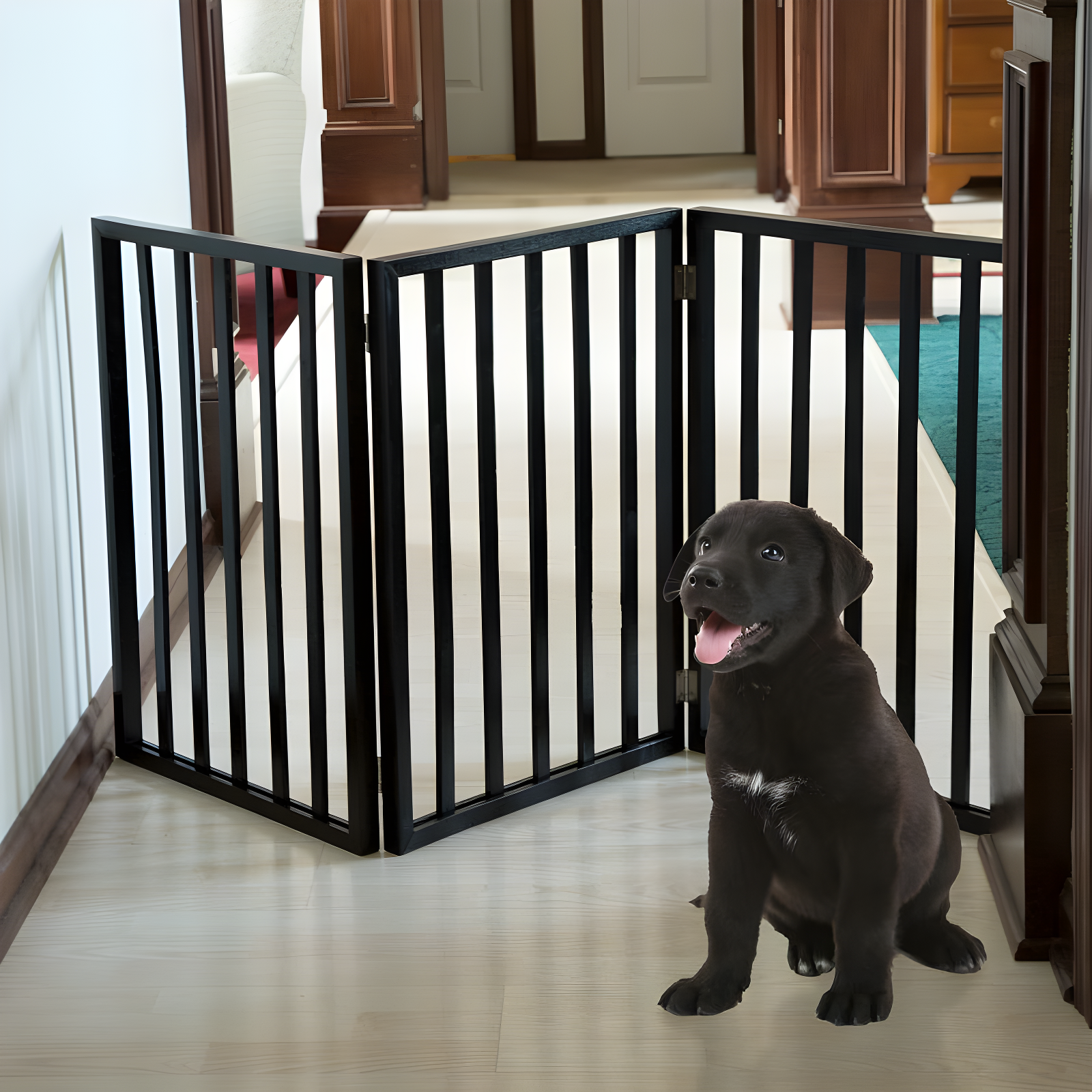 Pet Adobe Foldable Wooden Pet Gate – Dark Brown