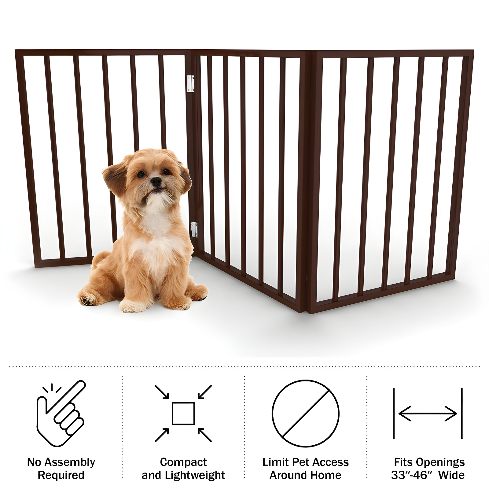 Pet Adobe Foldable Wooden Pet Gate – Dark Brown