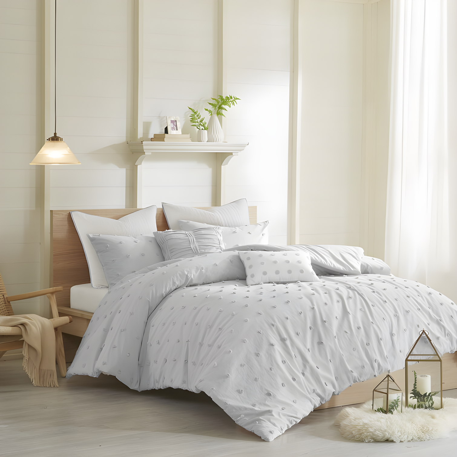 Intelligent Design Brooklyn Cotton Jacquard Duvet Cover Set with Euro Shams and Throw Pillows