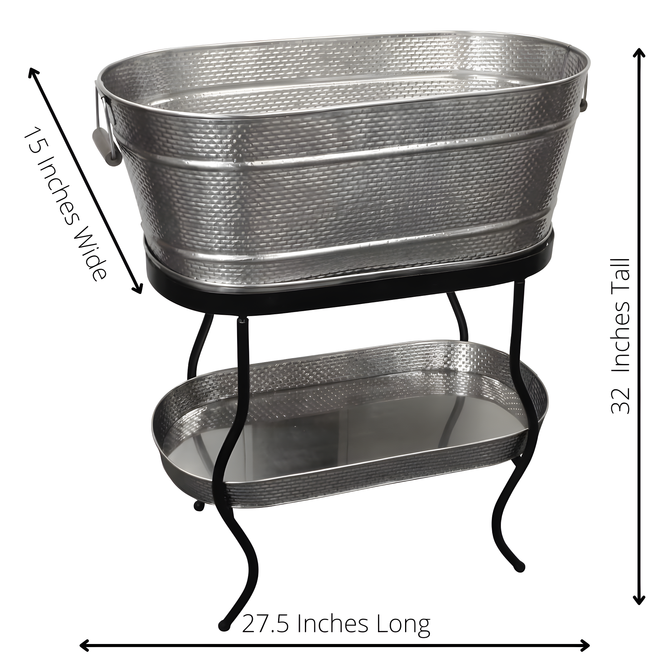 TableCraft Products GTSS2313N 12.75 Gall Brickhouse Beverage Tub Set,Silver