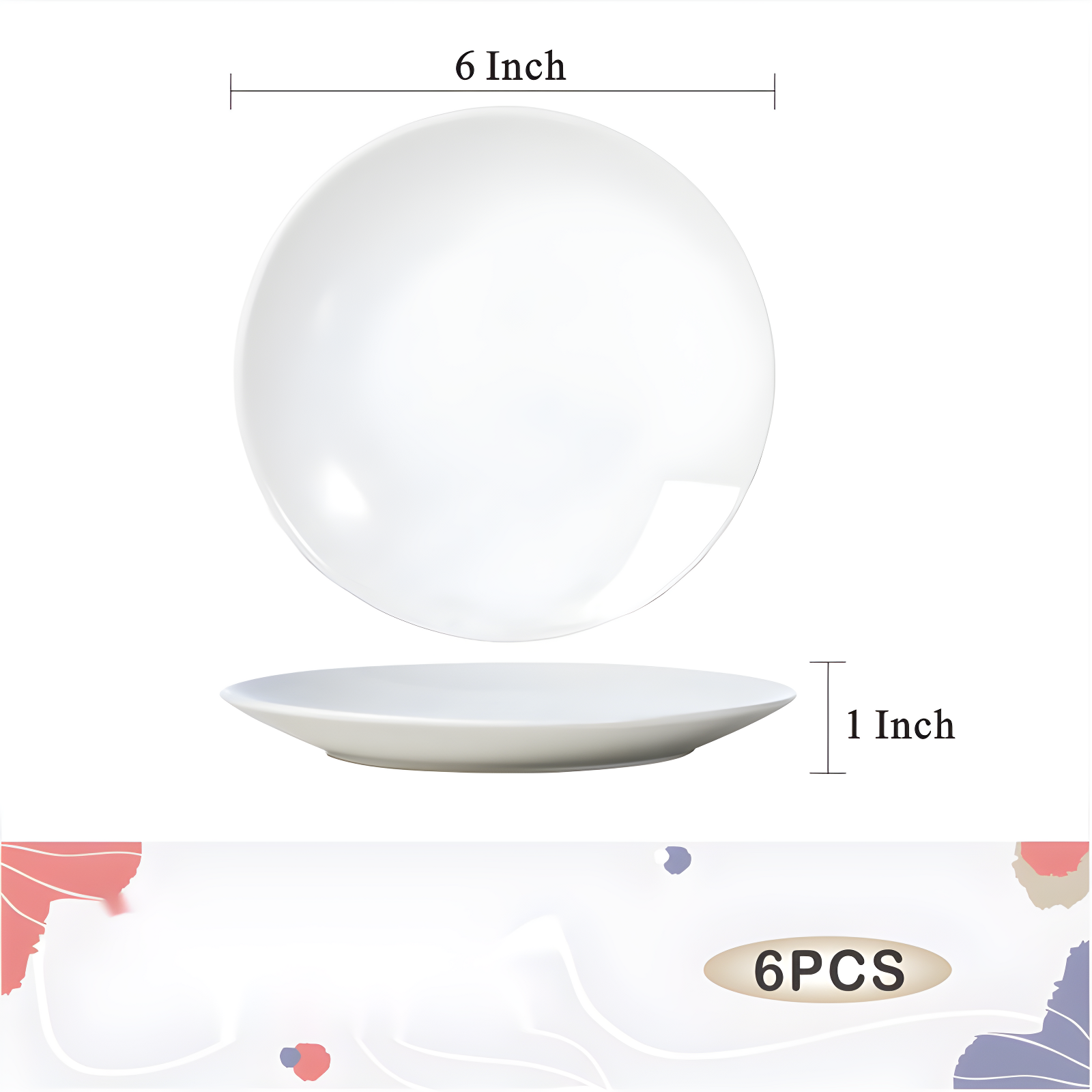 Hokku Designs 6 Inches Small Appetizer Plates Matte Porcelain, Elegant Mini Size Round Serving Plates For Dessert, Salad, Snacks, Set Of 6