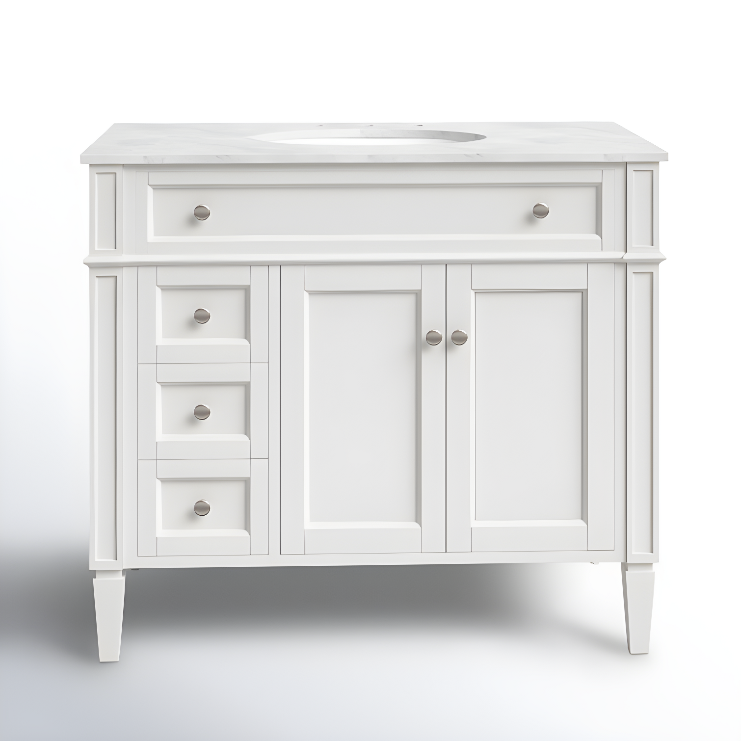 Rukie 40" Free-Standing Single Bathroom Vanity Set with Marble Vanity Top