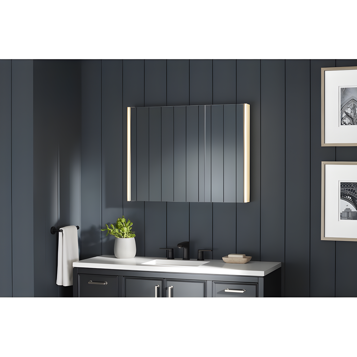 Maxstow Surface Mount Frameless Medicine Cabinet with LED Lighting