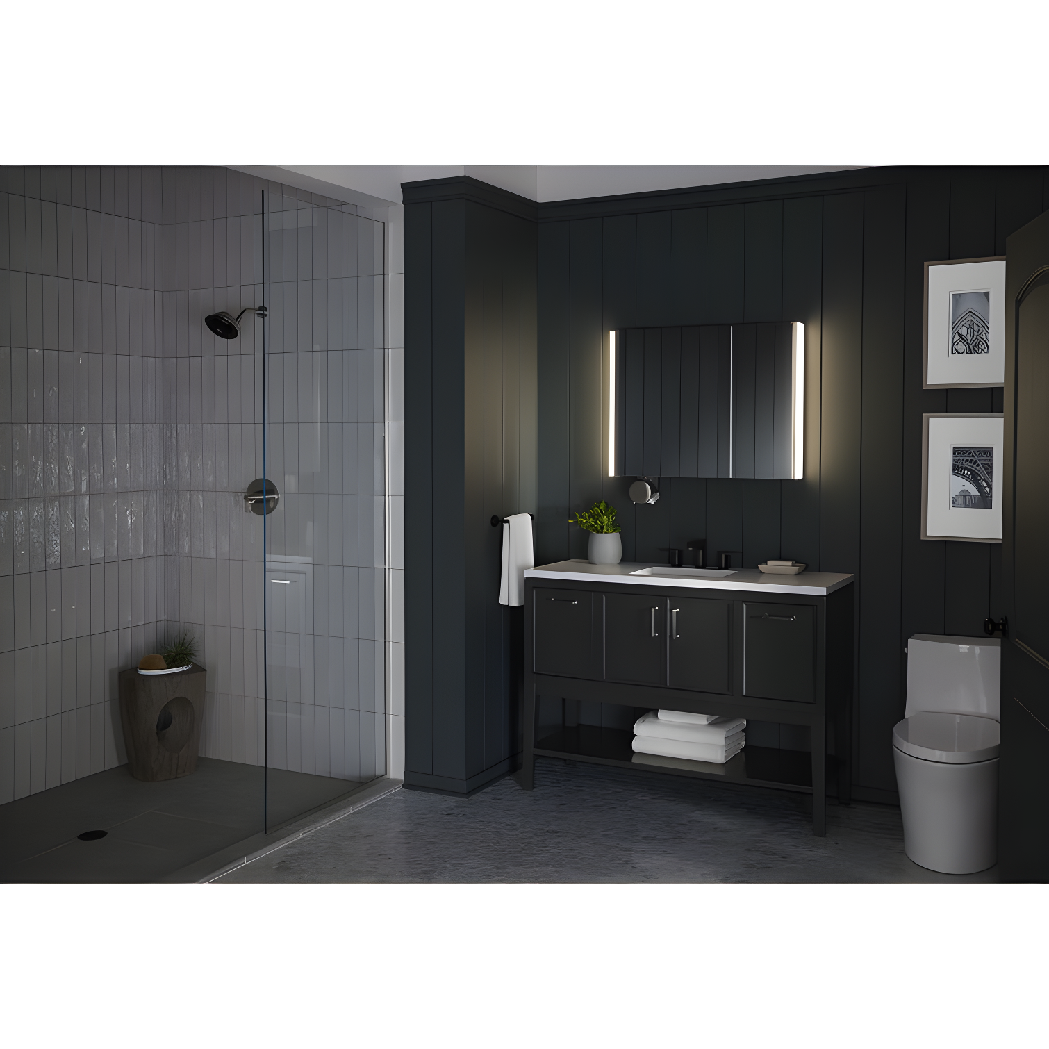 Maxstow Surface Mount Frameless Medicine Cabinet with LED Lighting