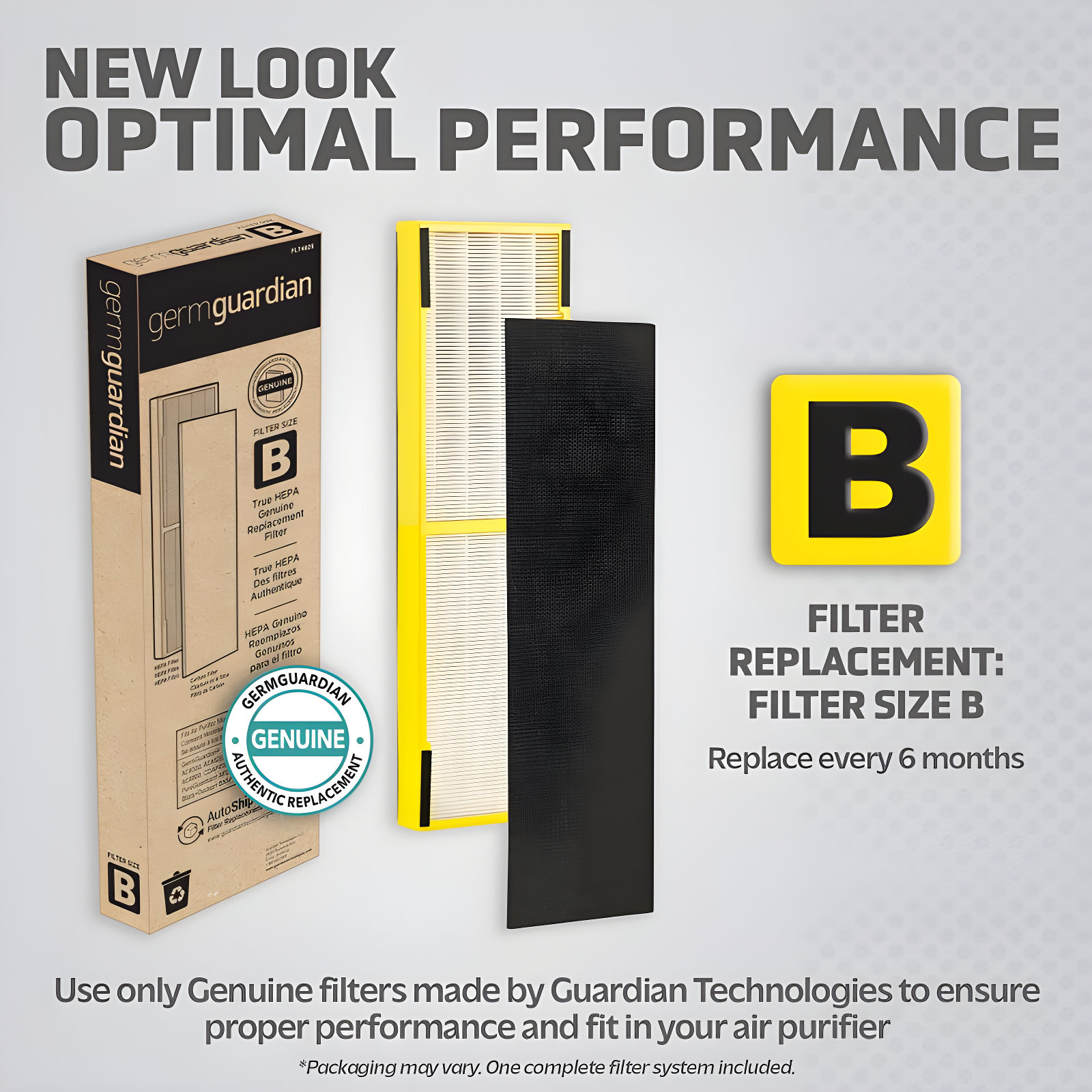 GermGuardian FLT4825 HEPA GENUINE Replacement Filter B Air Purifiers for AC4300/AC4800/AC4900/CDAP4500/AP2200 Series Gray: True HEPA, Carbon Filter